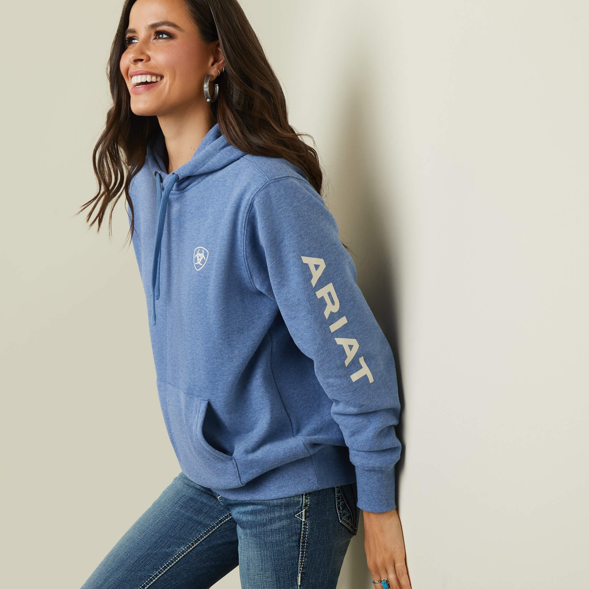Ariat Logo Hoodie Women - BLUE HEATHER