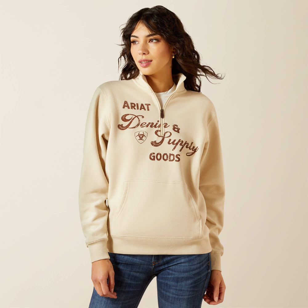 Denim and Supply 1/2 Zip Sweatshirt Women - OYSTER GREY