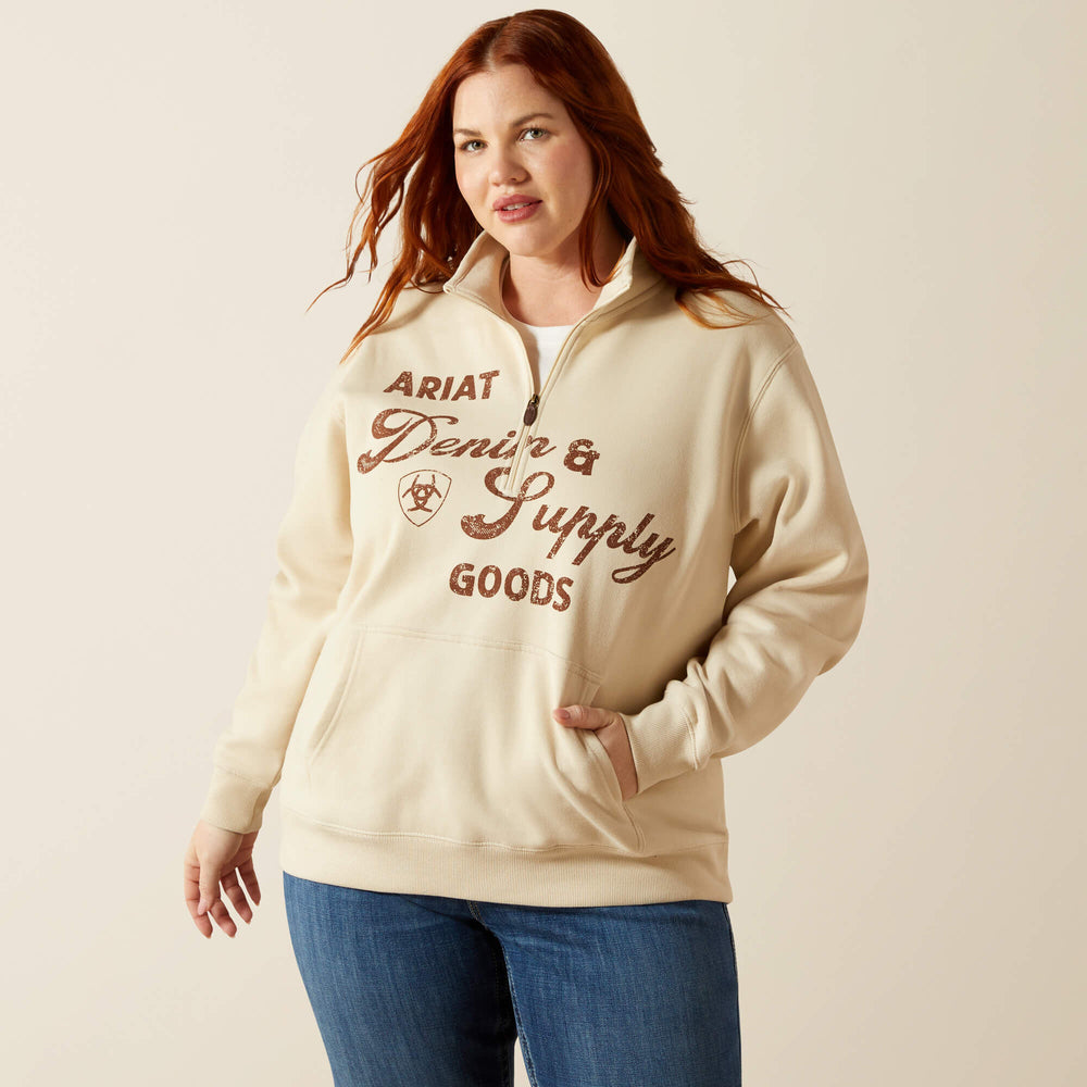 Denim and Supply 1/2 Zip Sweatshirt Women - OYSTER GREY