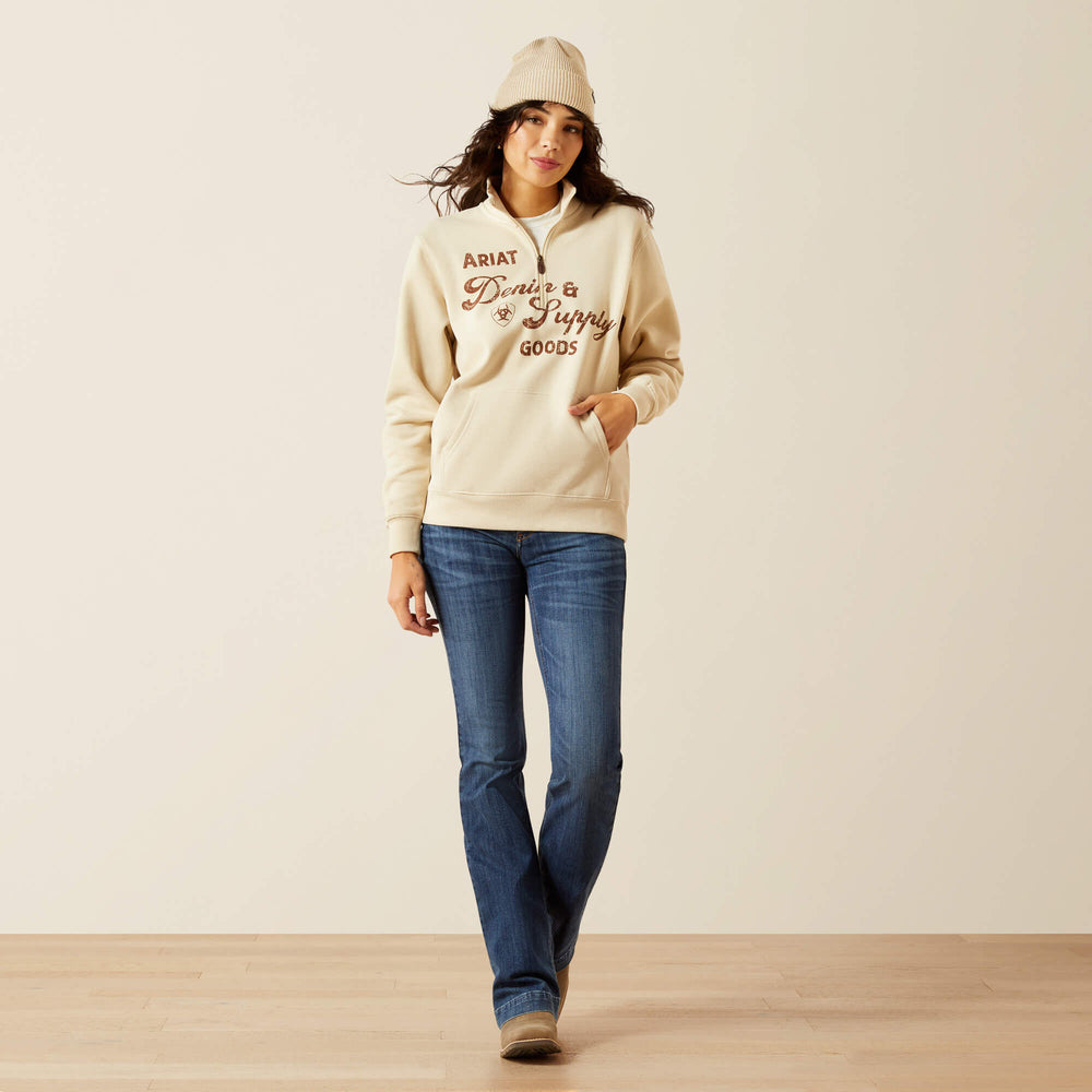 Denim and Supply 1/2 Zip Sweatshirt Women - OYSTER GREY