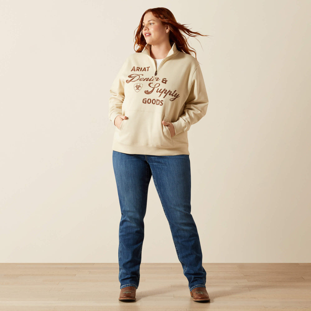 Denim and Supply 1/2 Zip Sweatshirt Women - OYSTER GREY