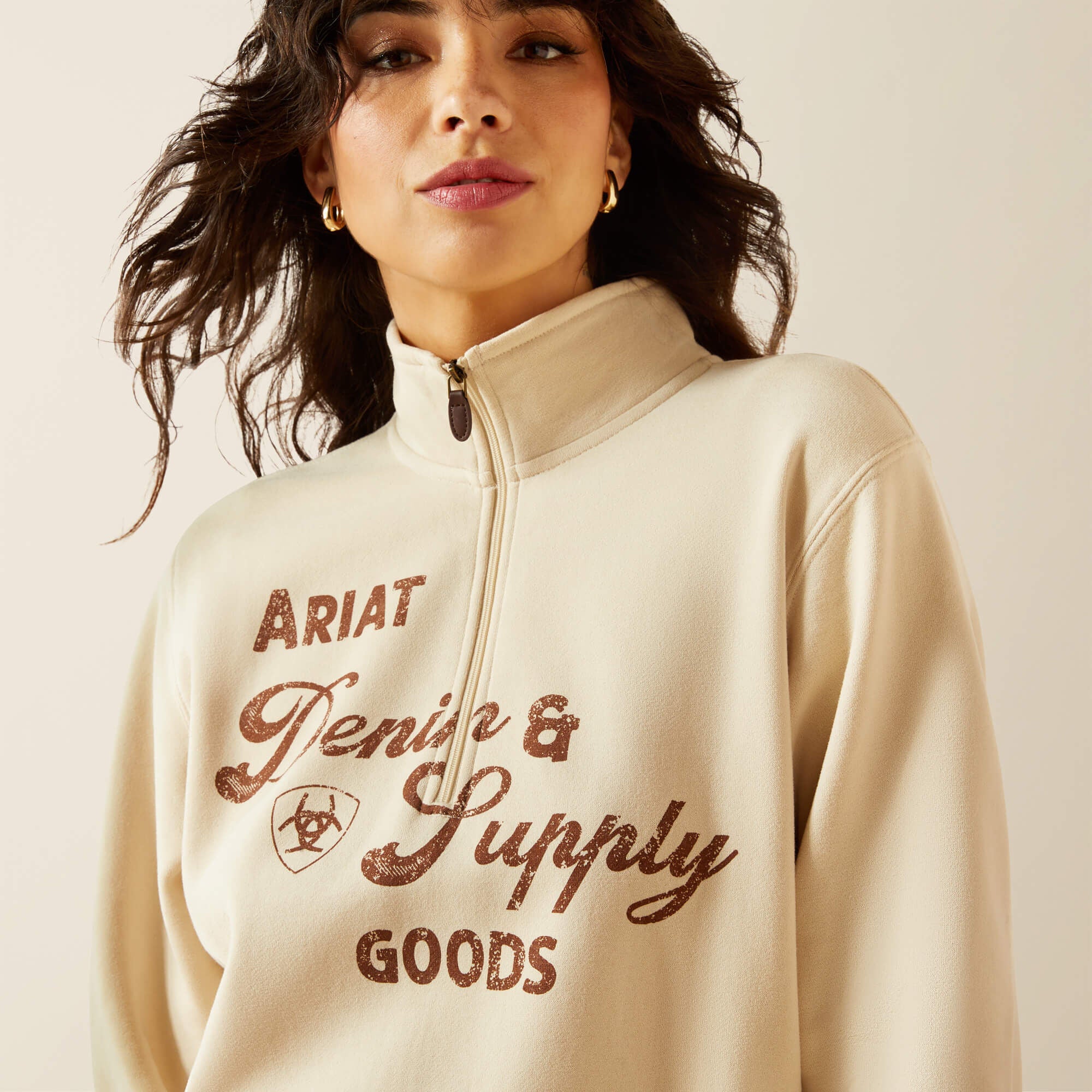 Denim and Supply 1/2 Zip Sweatshirt Women - OYSTER GREY