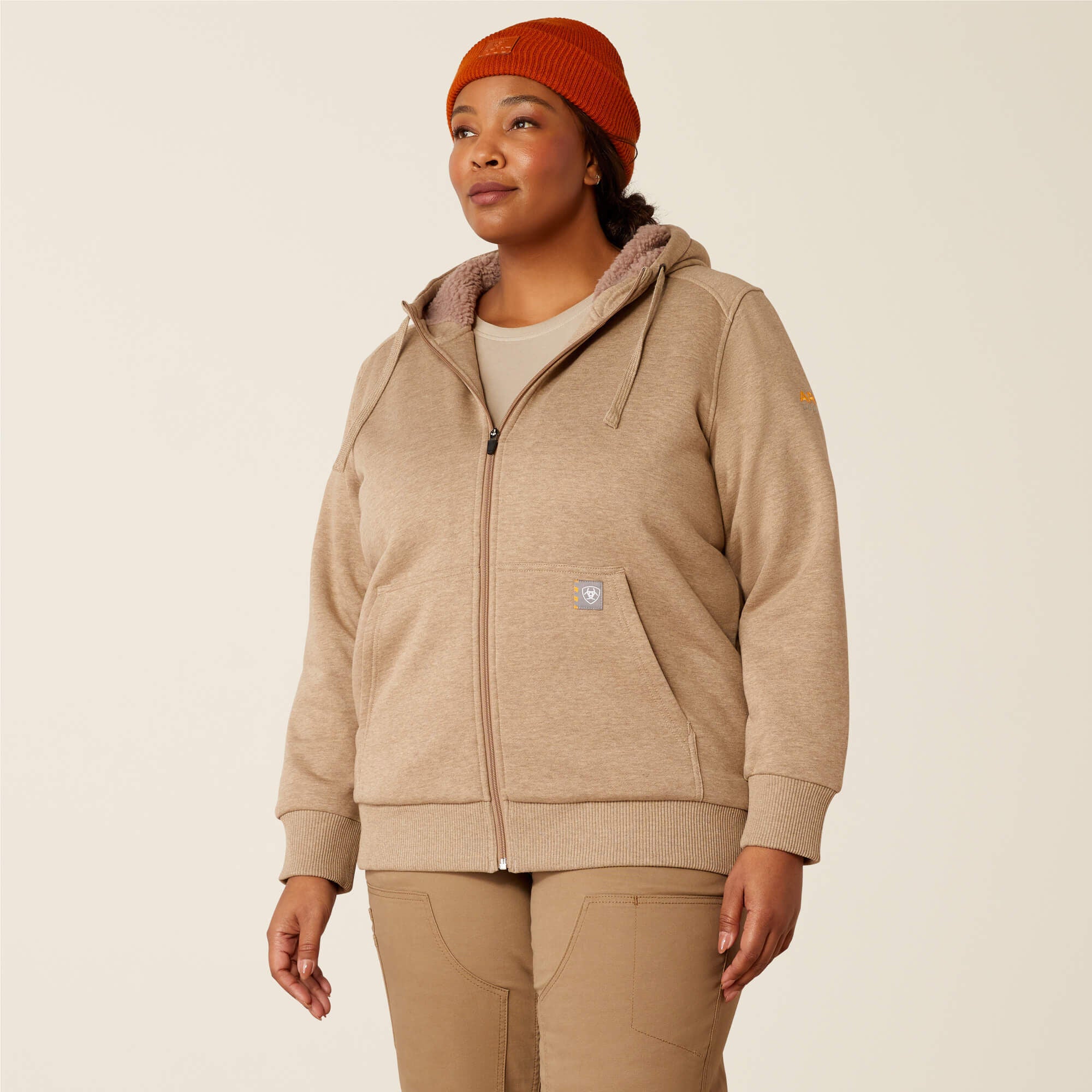 Rebar All-Weather Sherpa Full Zip Hoodie Women - OATMEAL HEATHER
