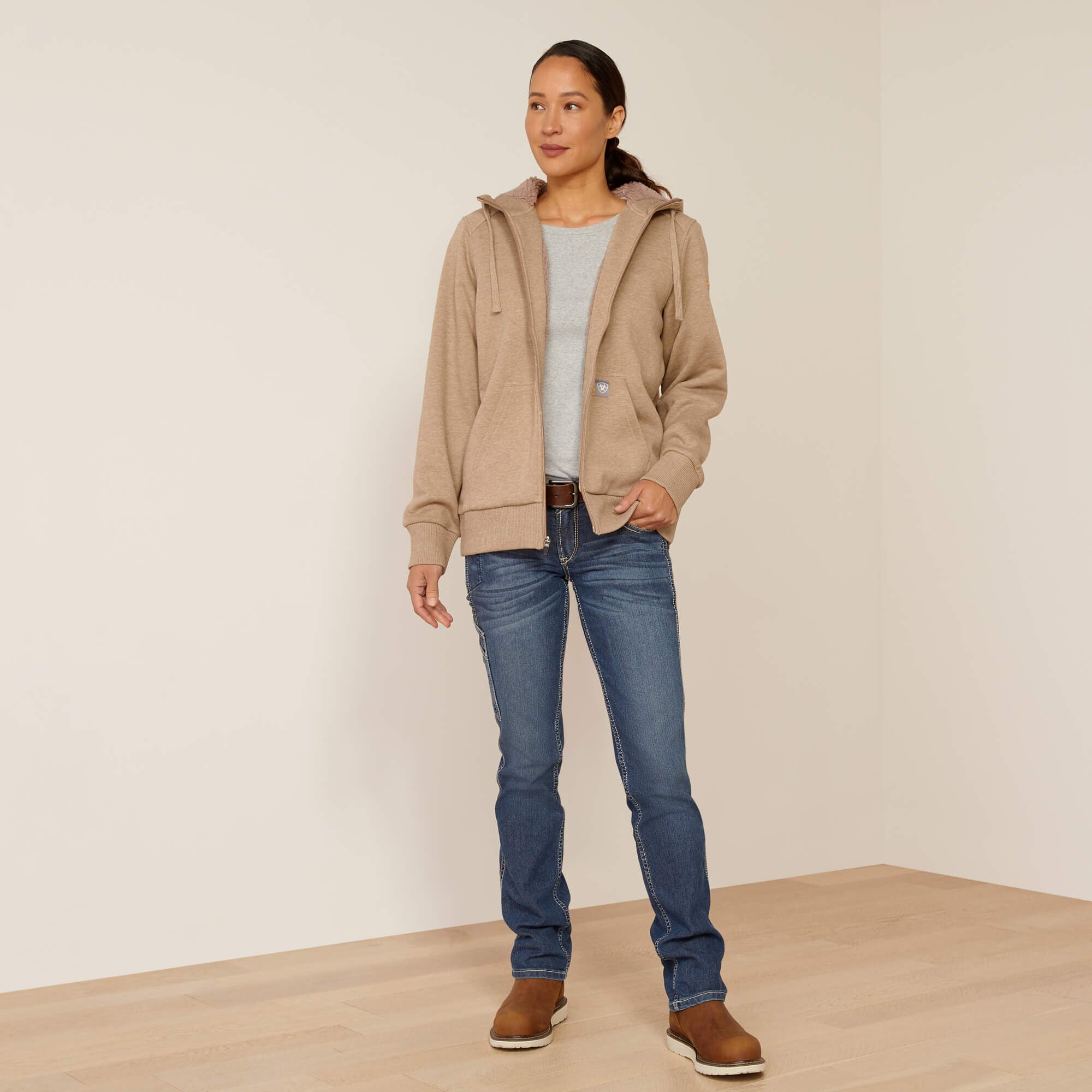 Rebar All-Weather Sherpa Full Zip Hoodie Women - OATMEAL HEATHER