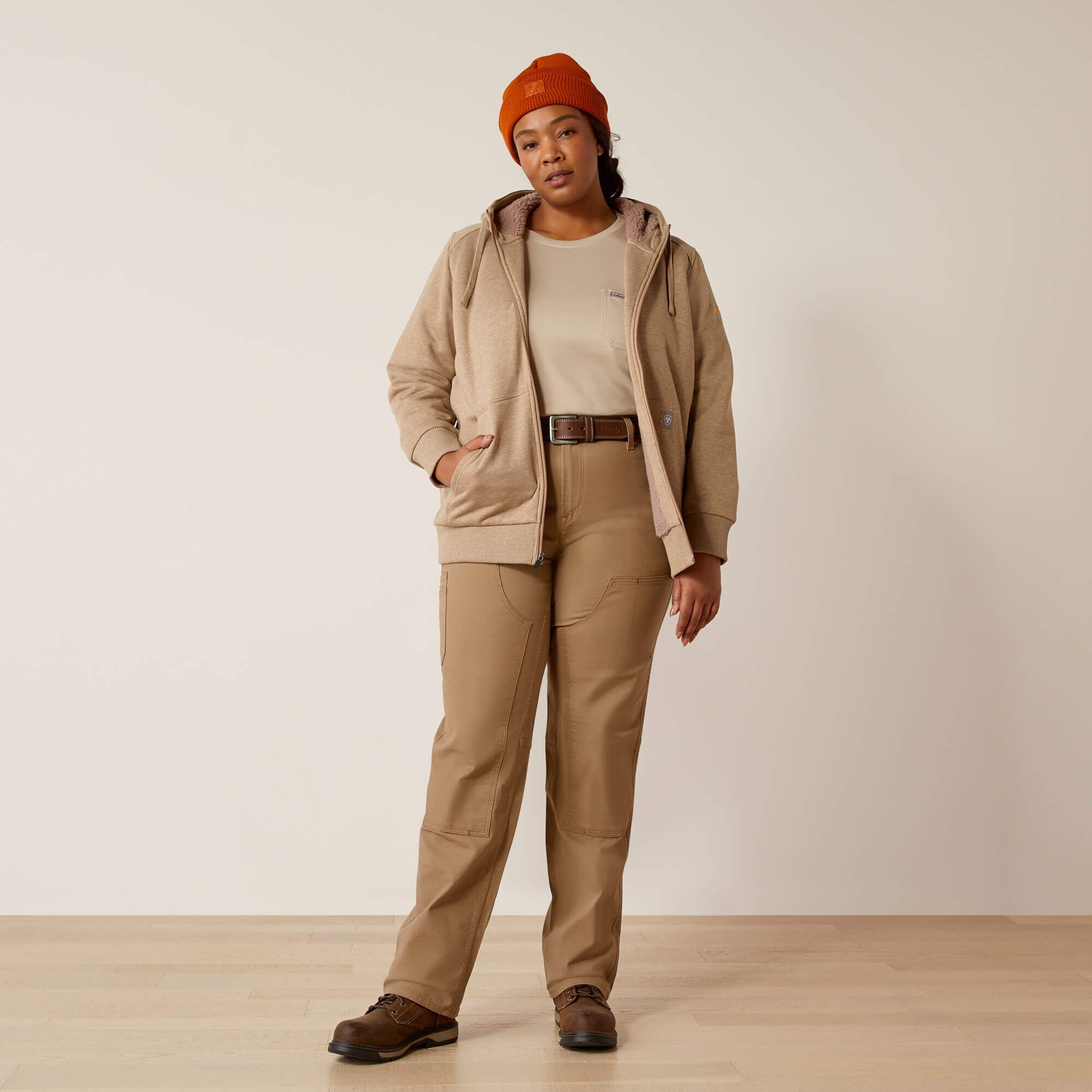 Rebar All-Weather Sherpa Full Zip Hoodie Women - OATMEAL HEATHER