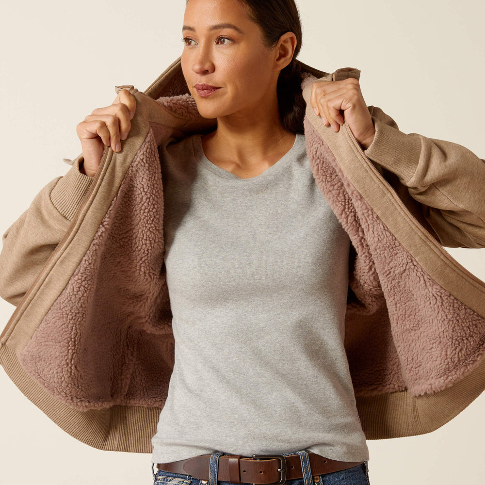 Rebar All-Weather Sherpa Full Zip Hoodie Women - OATMEAL HEATHER