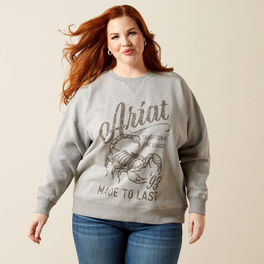Scorpion Script Oversized Sweatshirt Women - HEATHER GREY