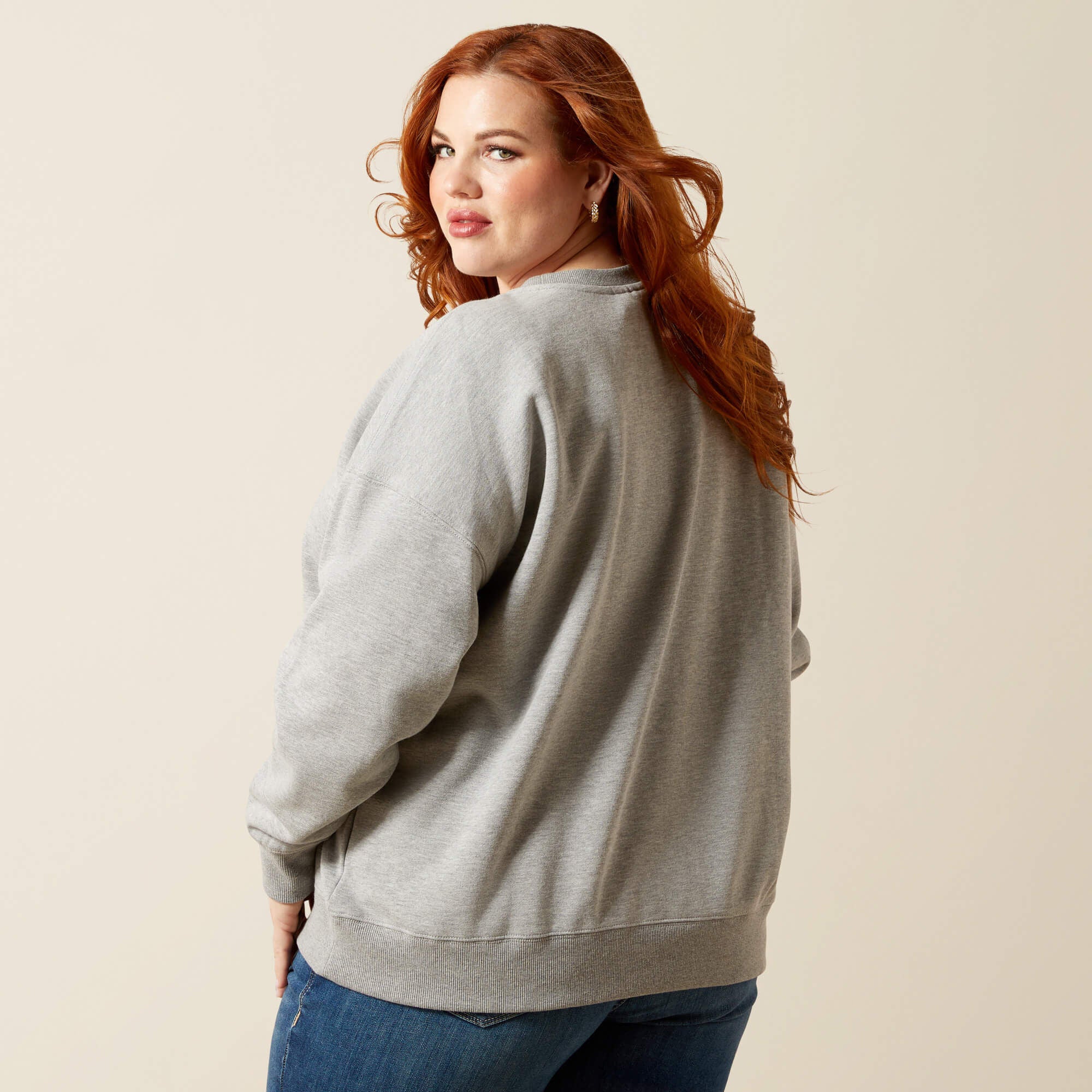 Scorpion Script Oversized Sweatshirt Women - HEATHER GREY