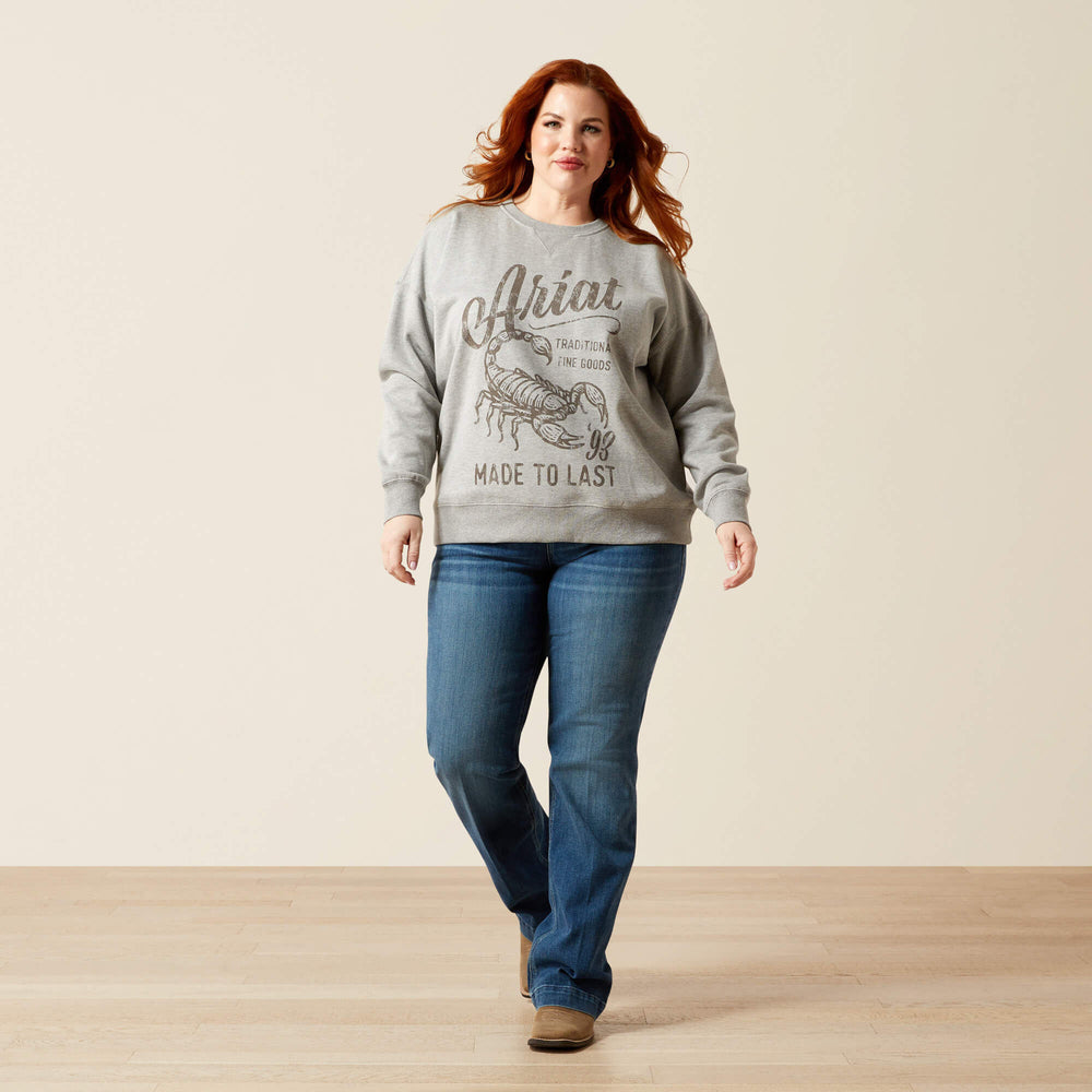Scorpion Script Oversized Sweatshirt Women - HEATHER GREY
