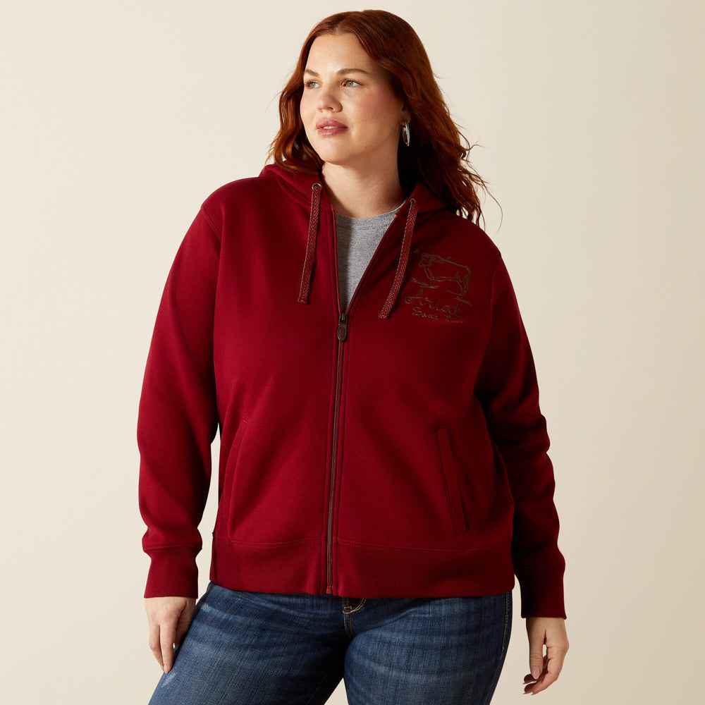 Stitched Full Zip Hoodie Women - BIKING RED