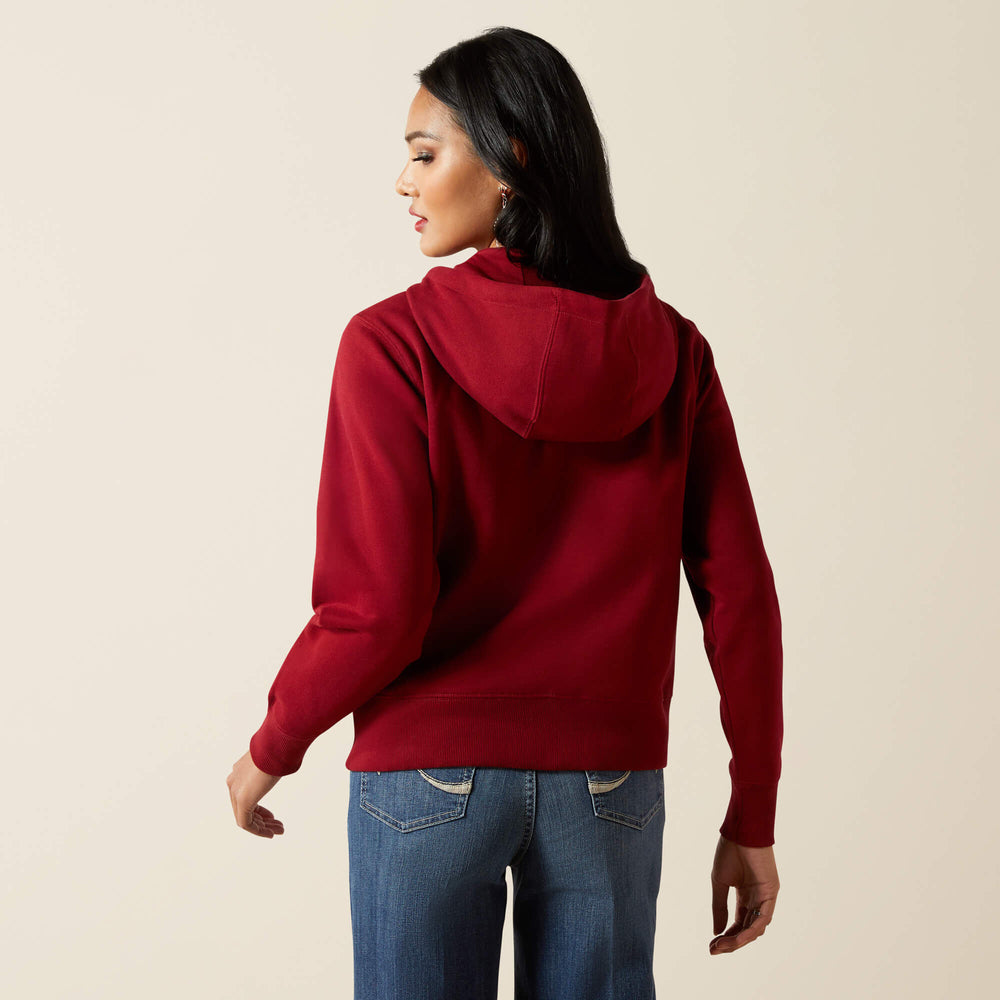 Stitched Full Zip Hoodie Women - BIKING RED