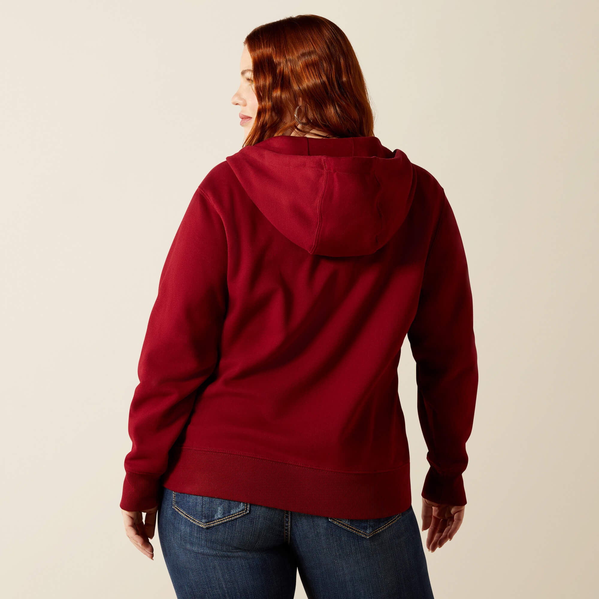 Stitched Full Zip Hoodie Women - BIKING RED