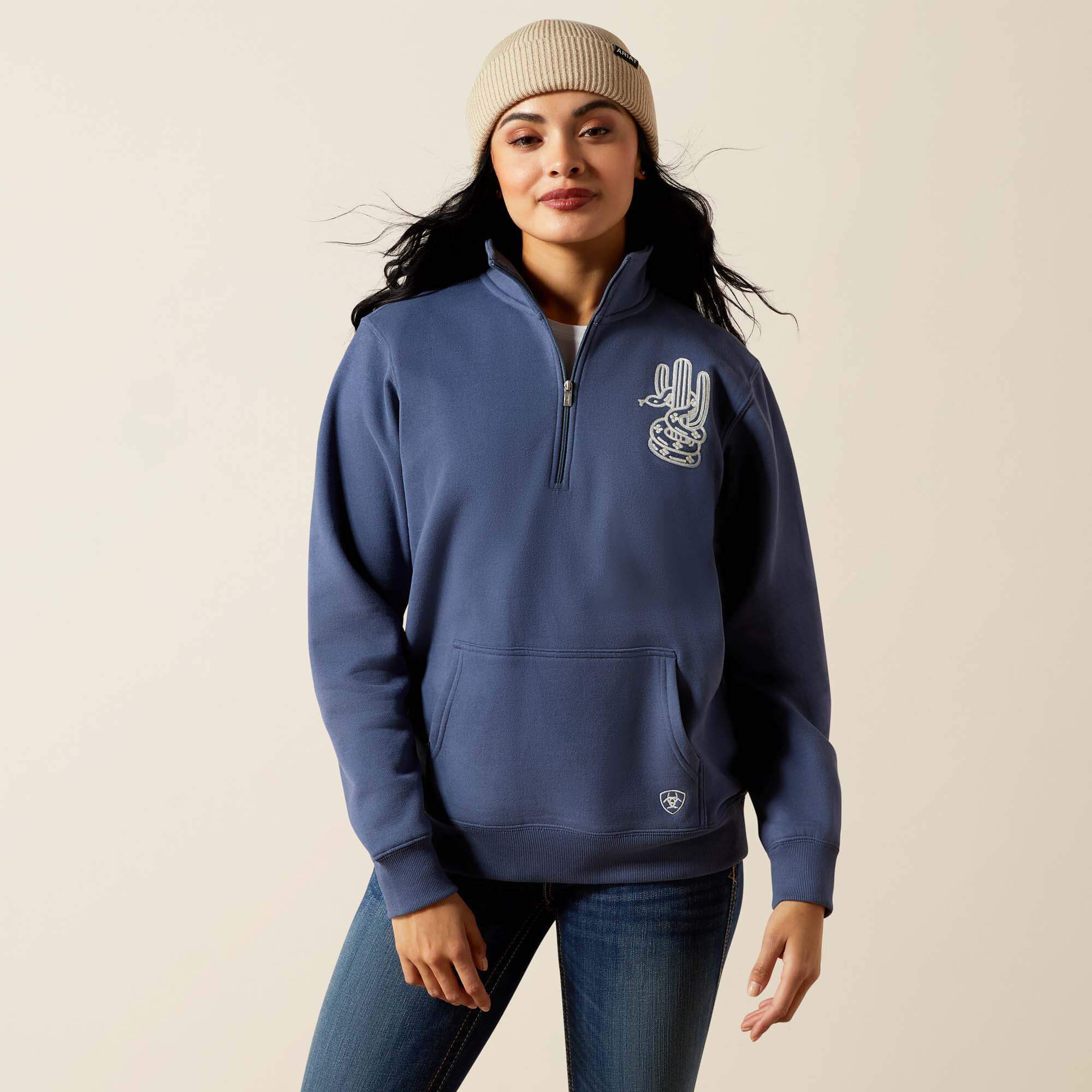 Quarry 1/2 Zip Sweatshirt Women - VINTAGE INDIGO