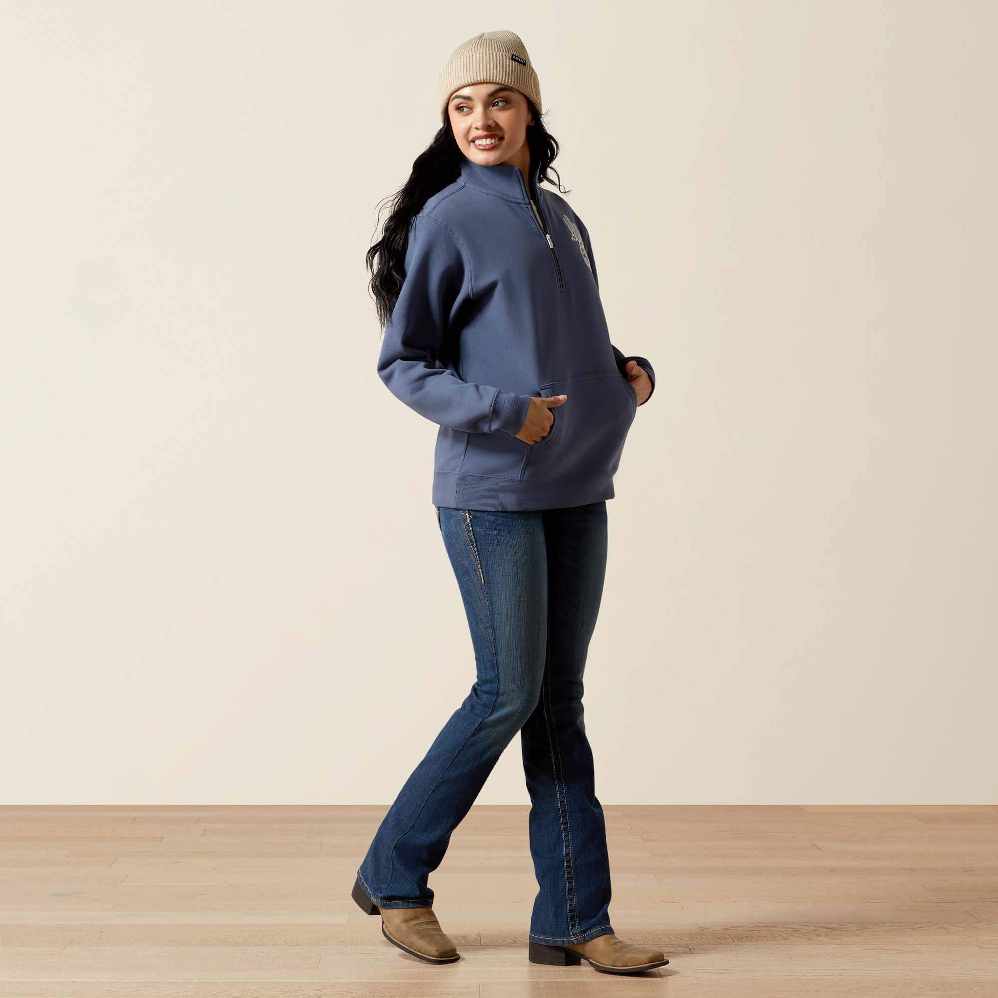 Quarry 1/2 Zip Sweatshirt Women - VINTAGE INDIGO