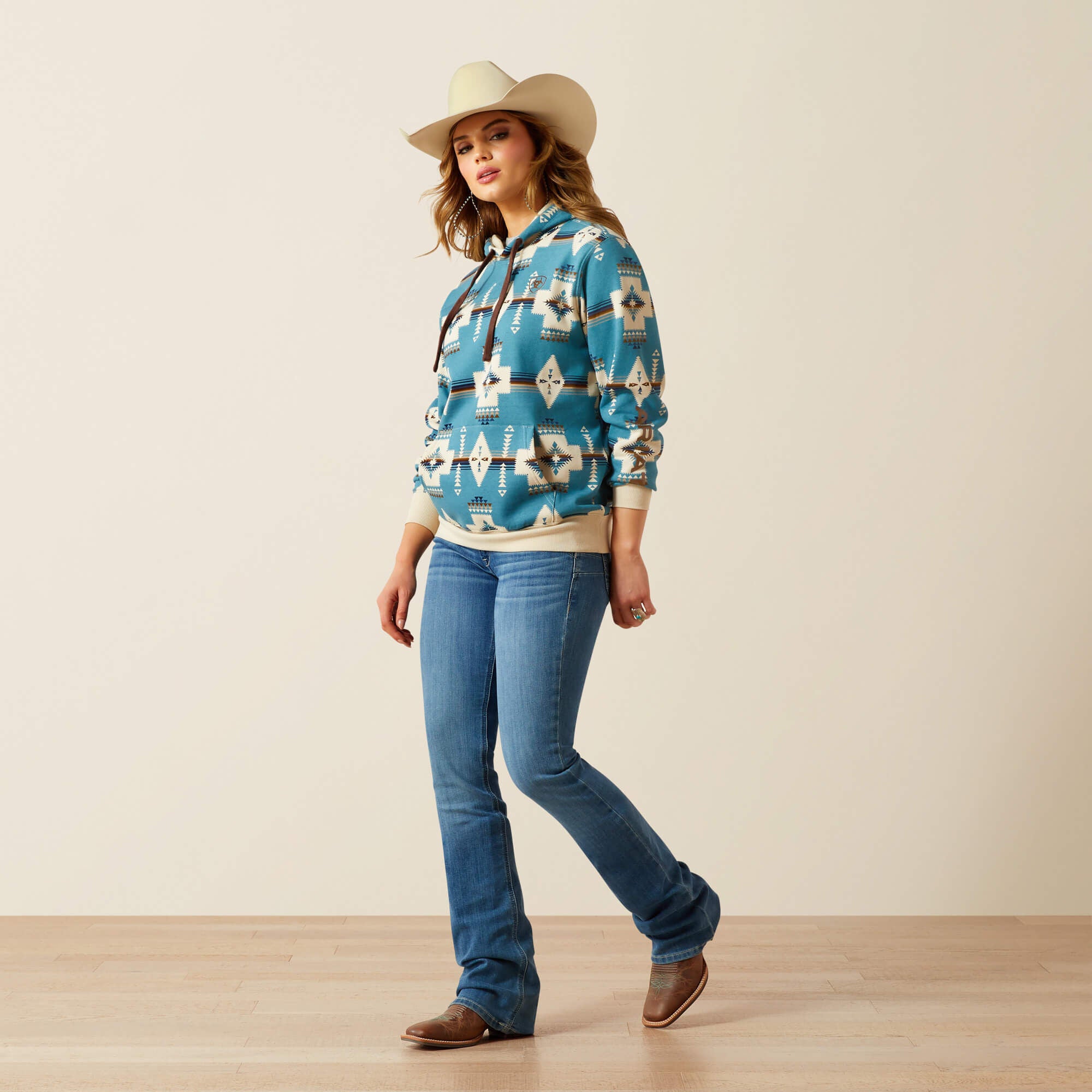 Ariat Logo 2.0 Hoodie Women - AGAVE SOUTHWEST PRINT