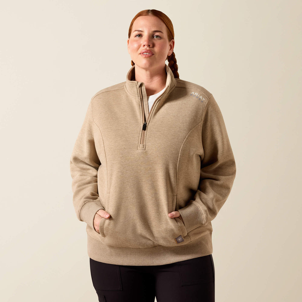Rebar Lightweight Mock 1/2 Zip Sweatshirt Women - OATMEAL HEATHER