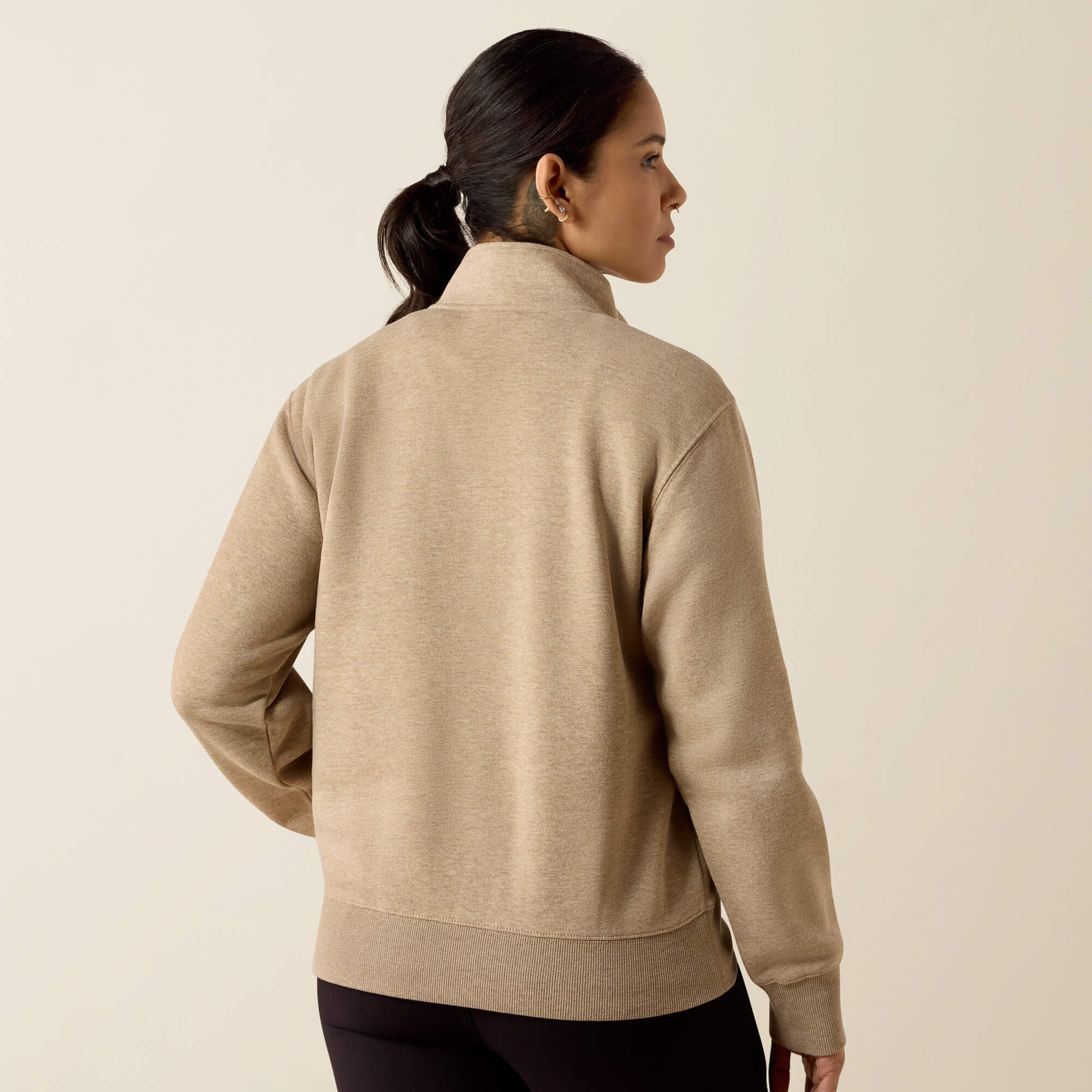 Rebar Lightweight Mock 1/2 Zip Sweatshirt Women - OATMEAL HEATHER