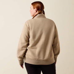 Rebar Lightweight Mock 1/2 Zip Sweatshirt Women - OATMEAL HEATHER