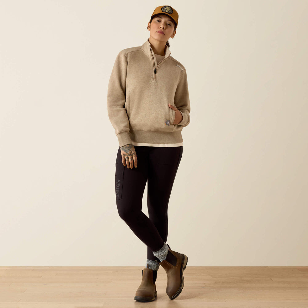 Rebar Lightweight Mock 1/2 Zip Sweatshirt Women - OATMEAL HEATHER