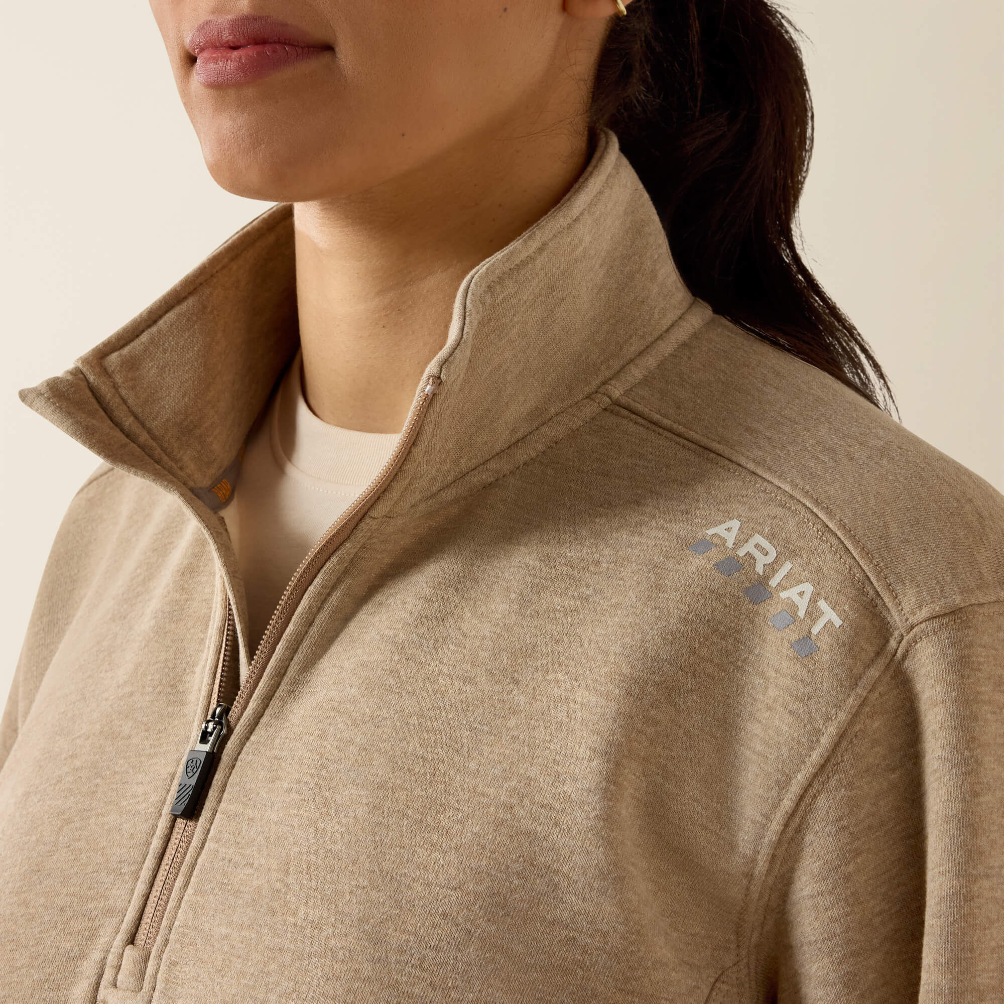 Rebar Lightweight Mock 1/2 Zip Sweatshirt Women - OATMEAL HEATHER