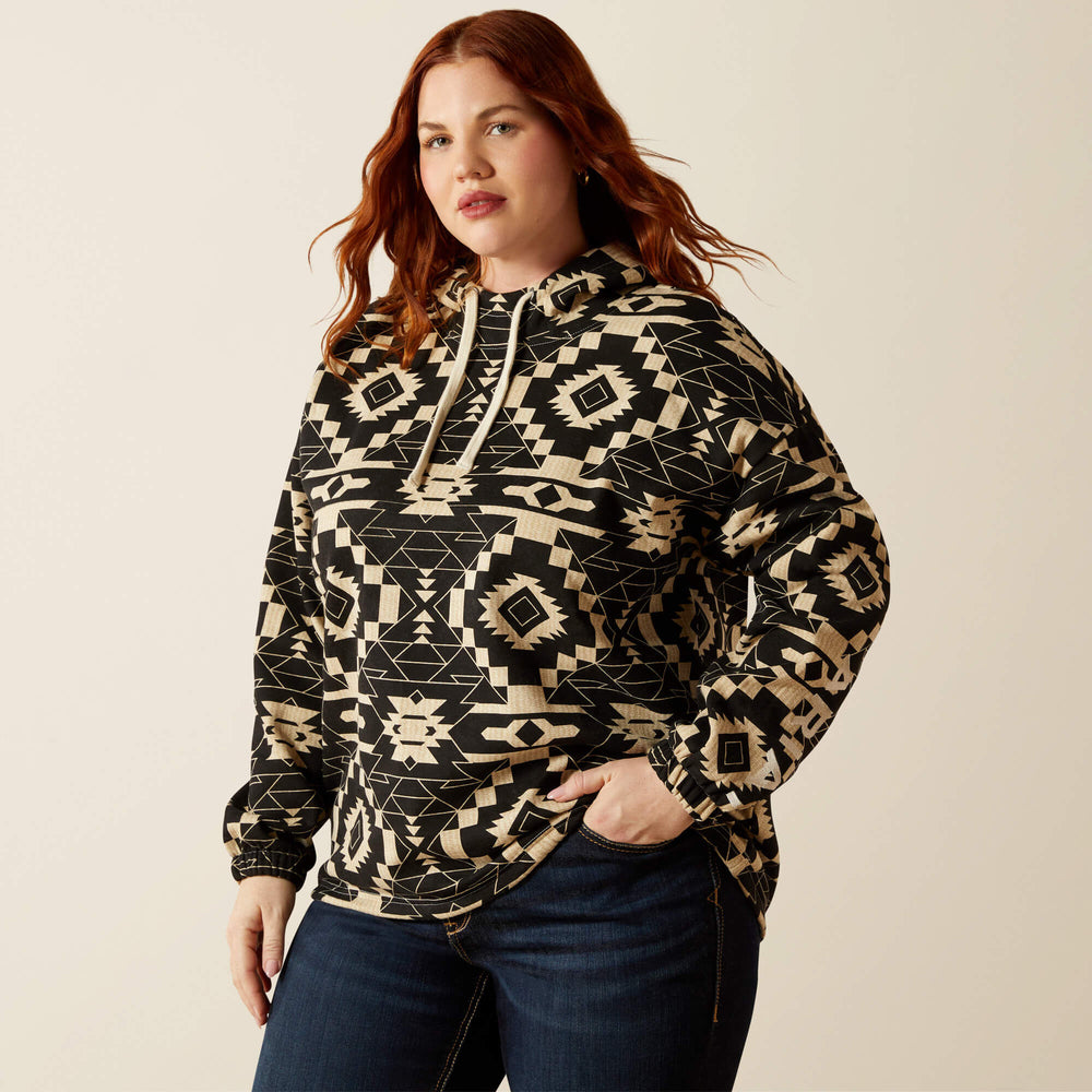 Essential Hoodie Women - BLACK SOUTHWEST PRINT
