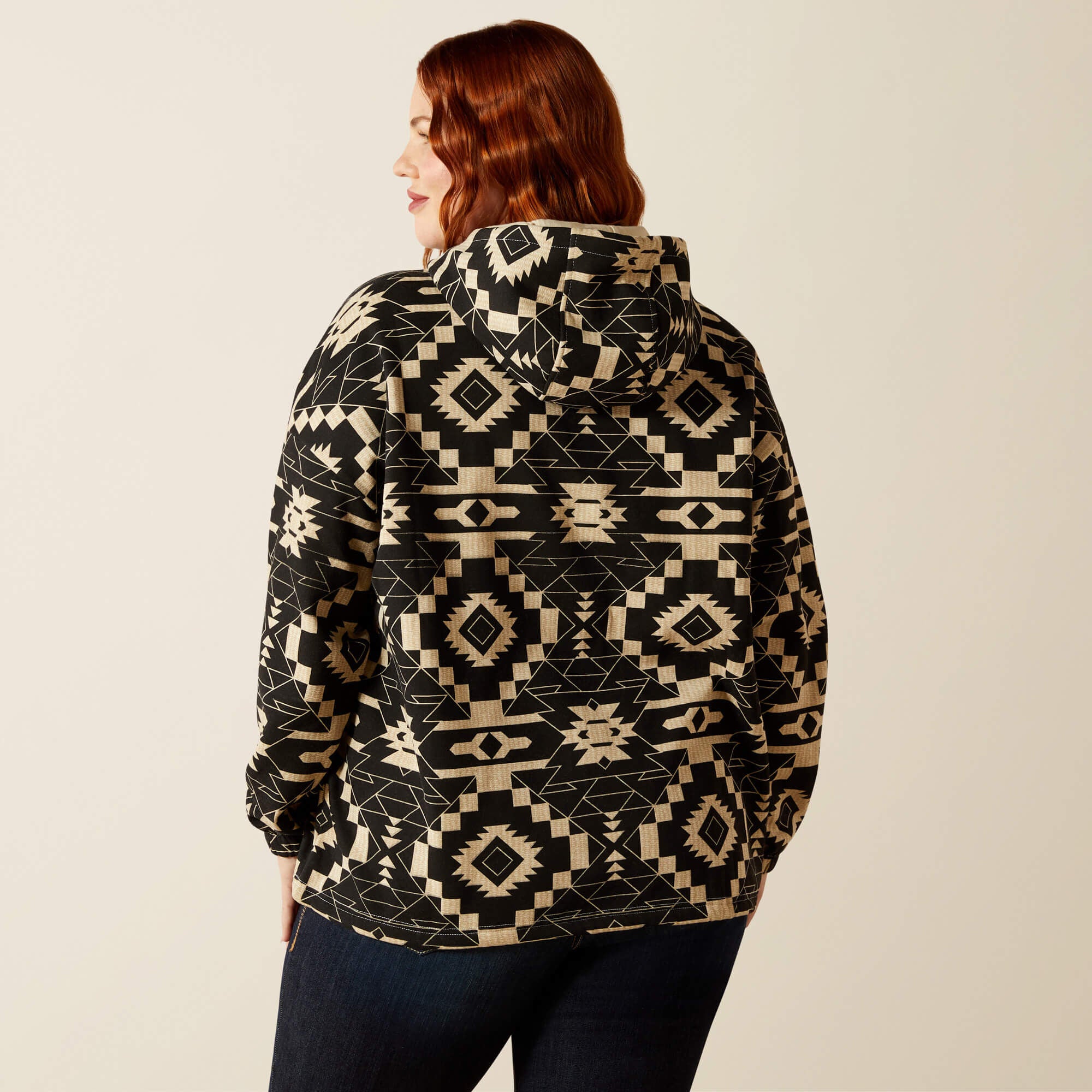 Essential Hoodie Women - BLACK SOUTHWEST PRINT