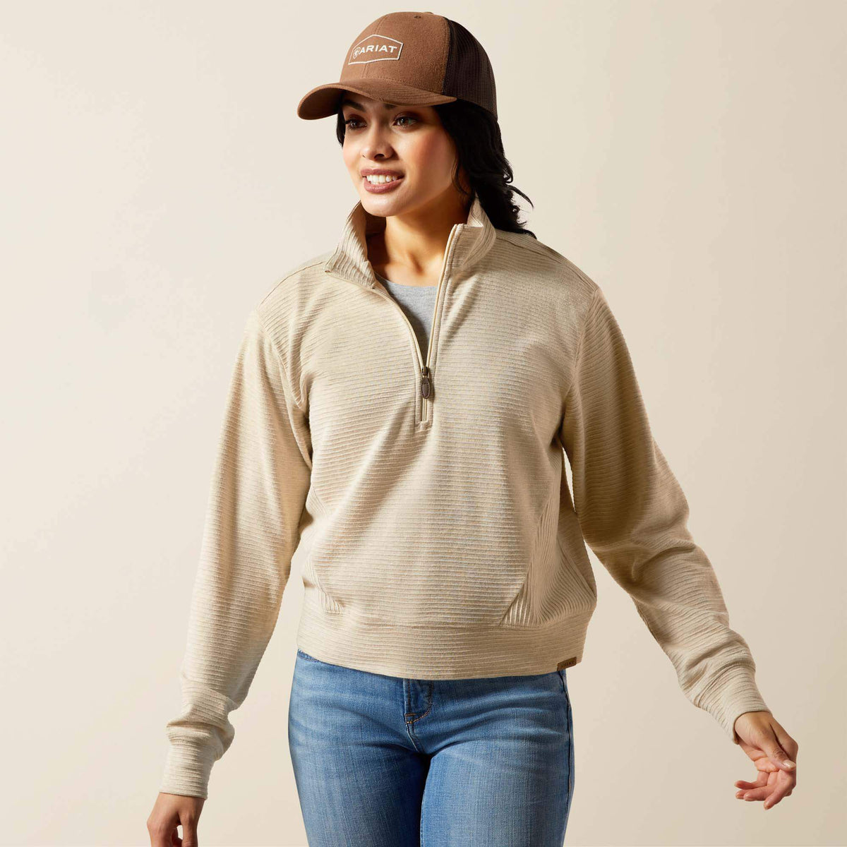 High Noon 1/2 Zip Pullover Women - OATMEAL HEATHER