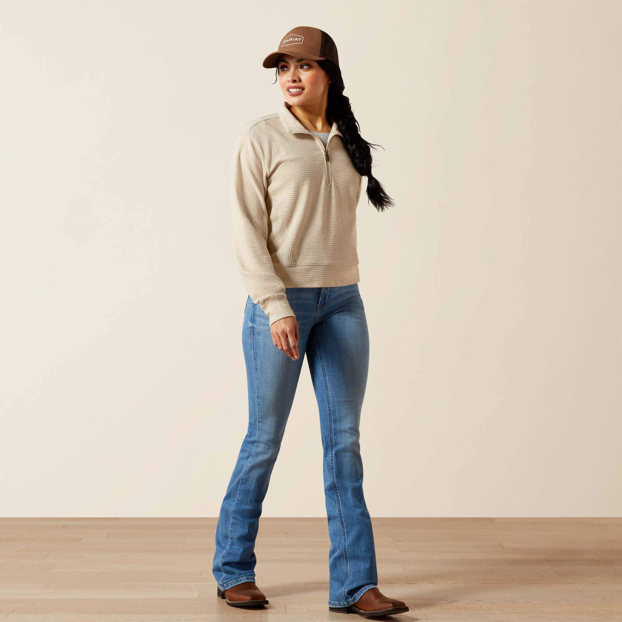 High Noon 1/2 Zip Pullover Women - OATMEAL HEATHER