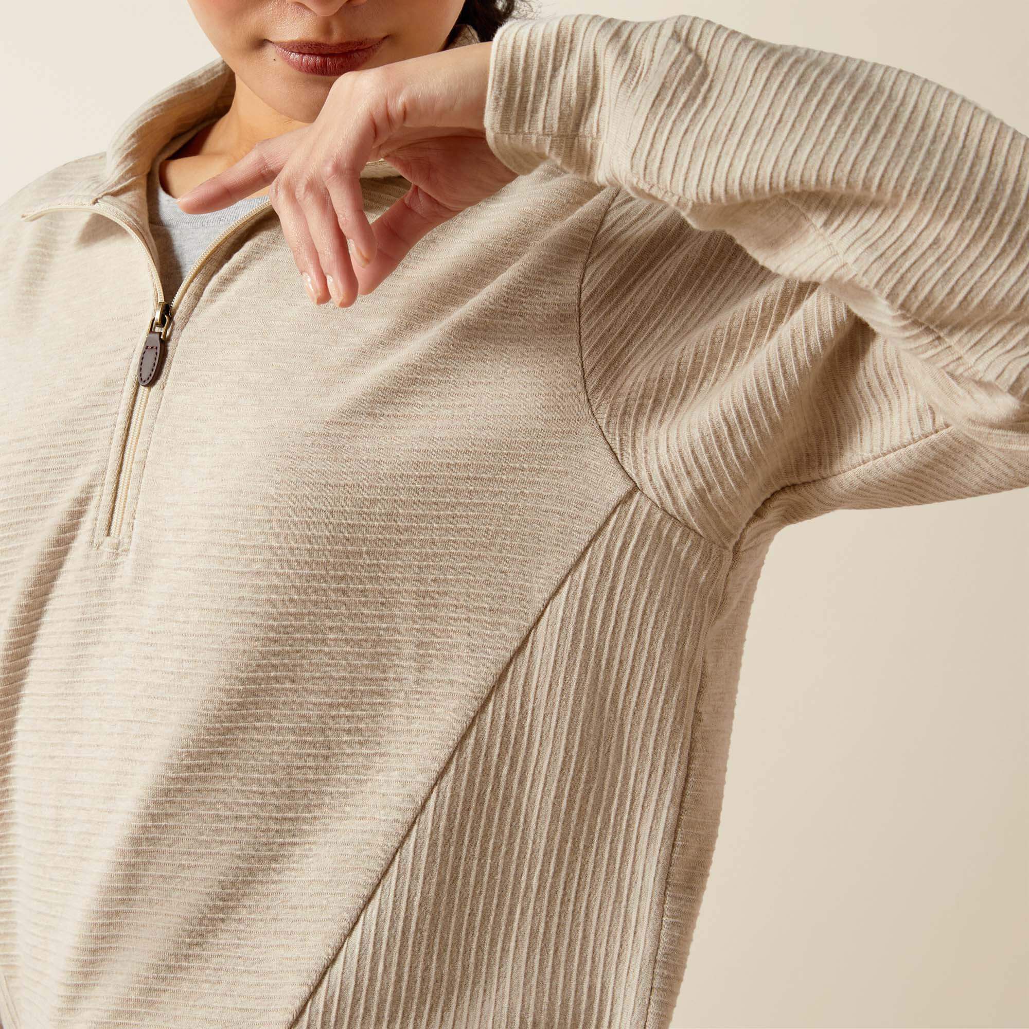 High Noon 1/2 Zip Pullover Women - OATMEAL HEATHER