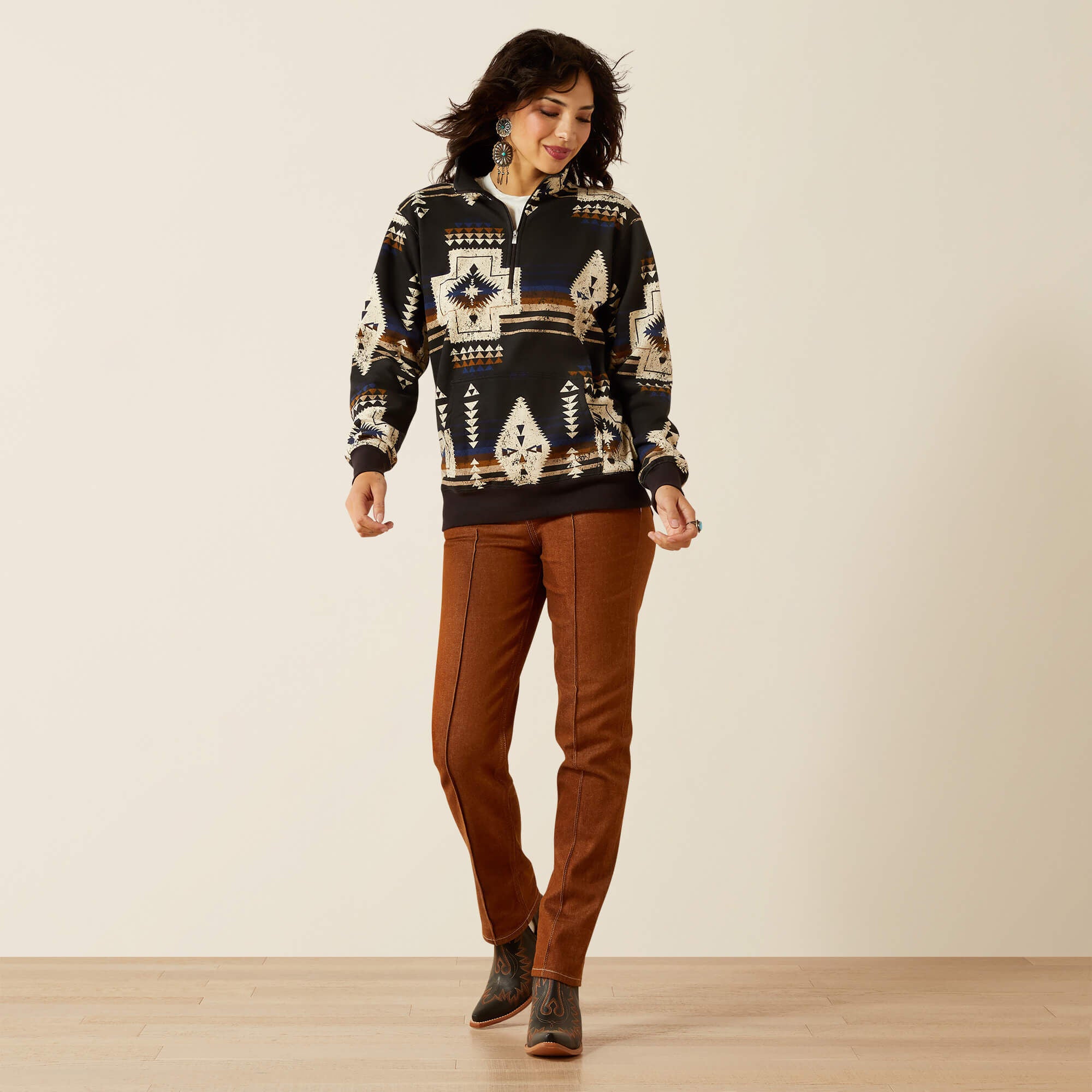 Sienna 1/2 Zip Sweatshirt Women - THORNSTONE PRINT