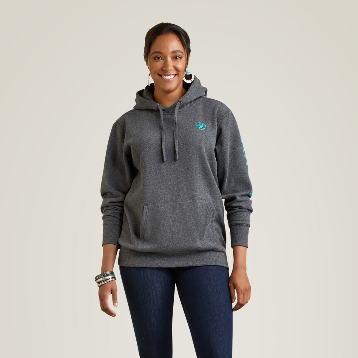 Ariat Logo Hoodie Women - CHARCOAL HEATHER