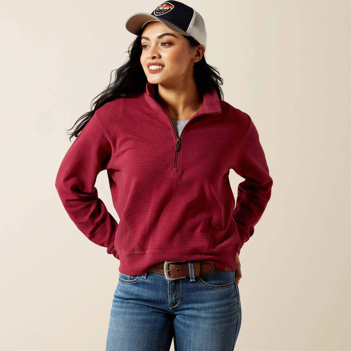 High Noon 1/2 Zip Pullover Women - BEAUJOLAIS