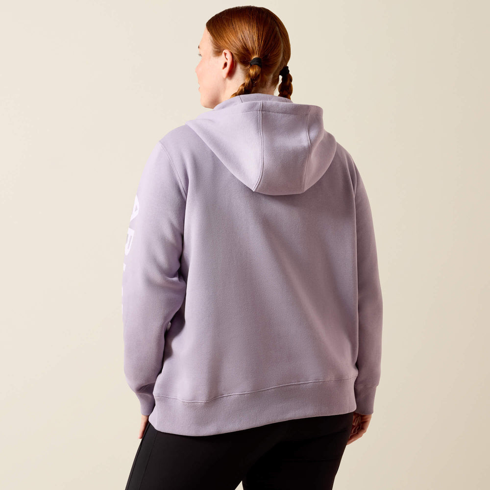 Rebar Lightweight Logo 1/2 Zip Hoodie Women - PURPLE ASH/THISTLE