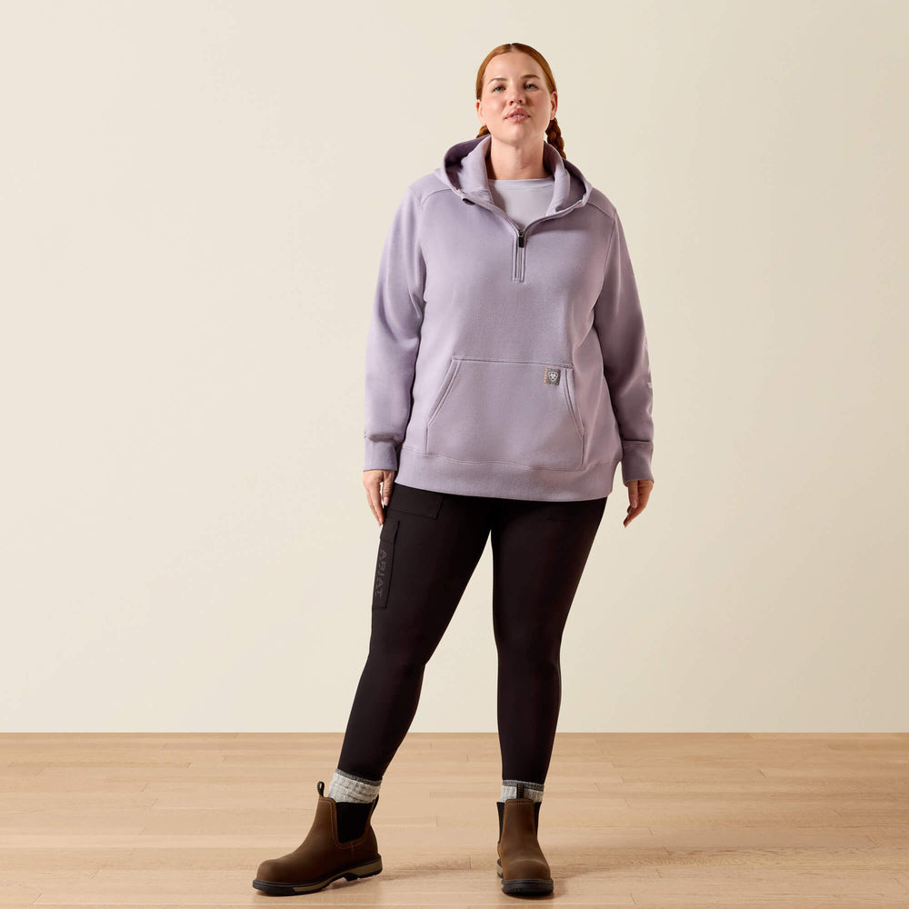 Rebar Lightweight Logo 1/2 Zip Hoodie Women - PURPLE ASH/THISTLE