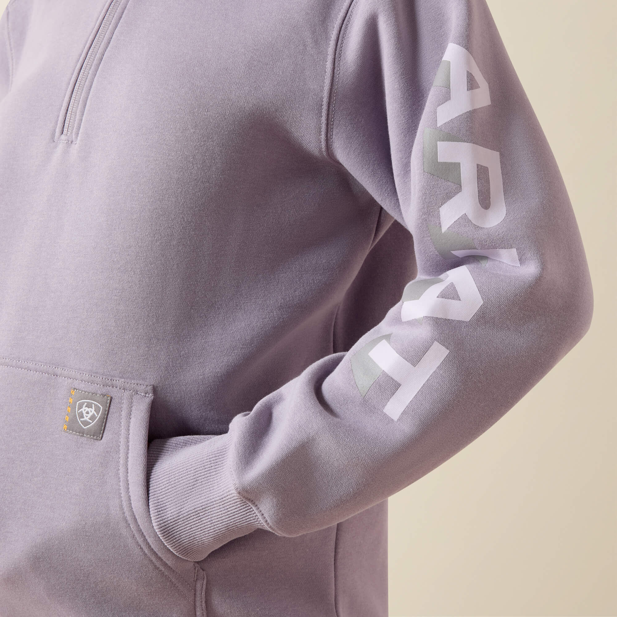 Rebar Lightweight Logo 1/2 Zip Hoodie Women - PURPLE ASH/THISTLE