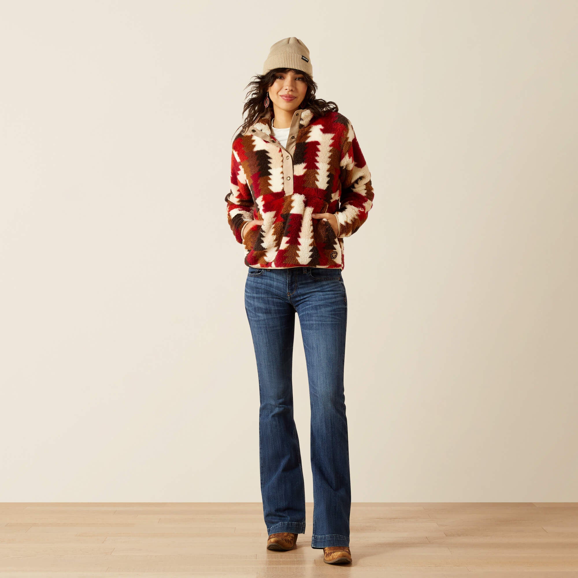 Berber Snap Front Sweatshirt Women - OMBRE TRIANGLES