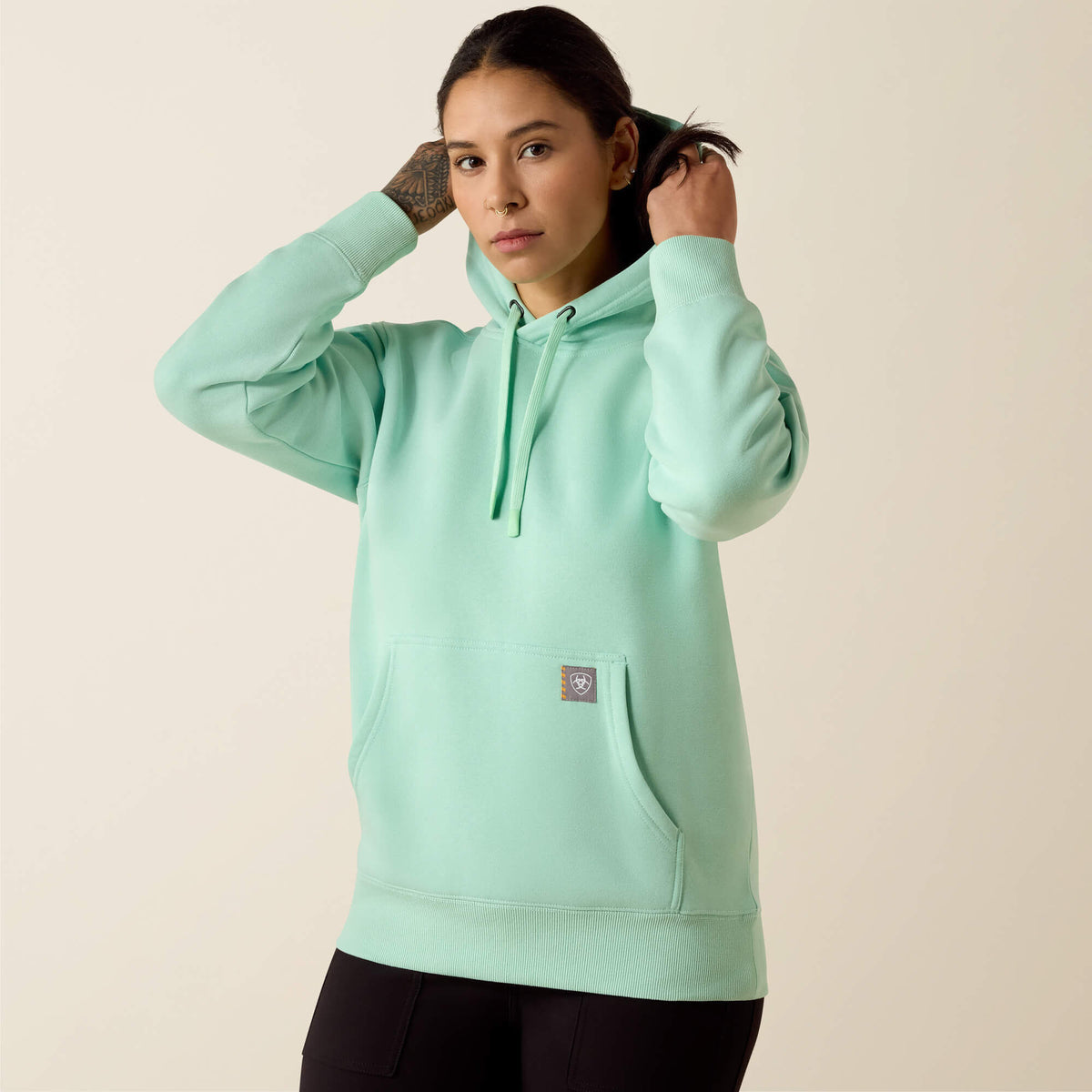 Rebar Lightweight Graphic Hoodie Women - LICHEN