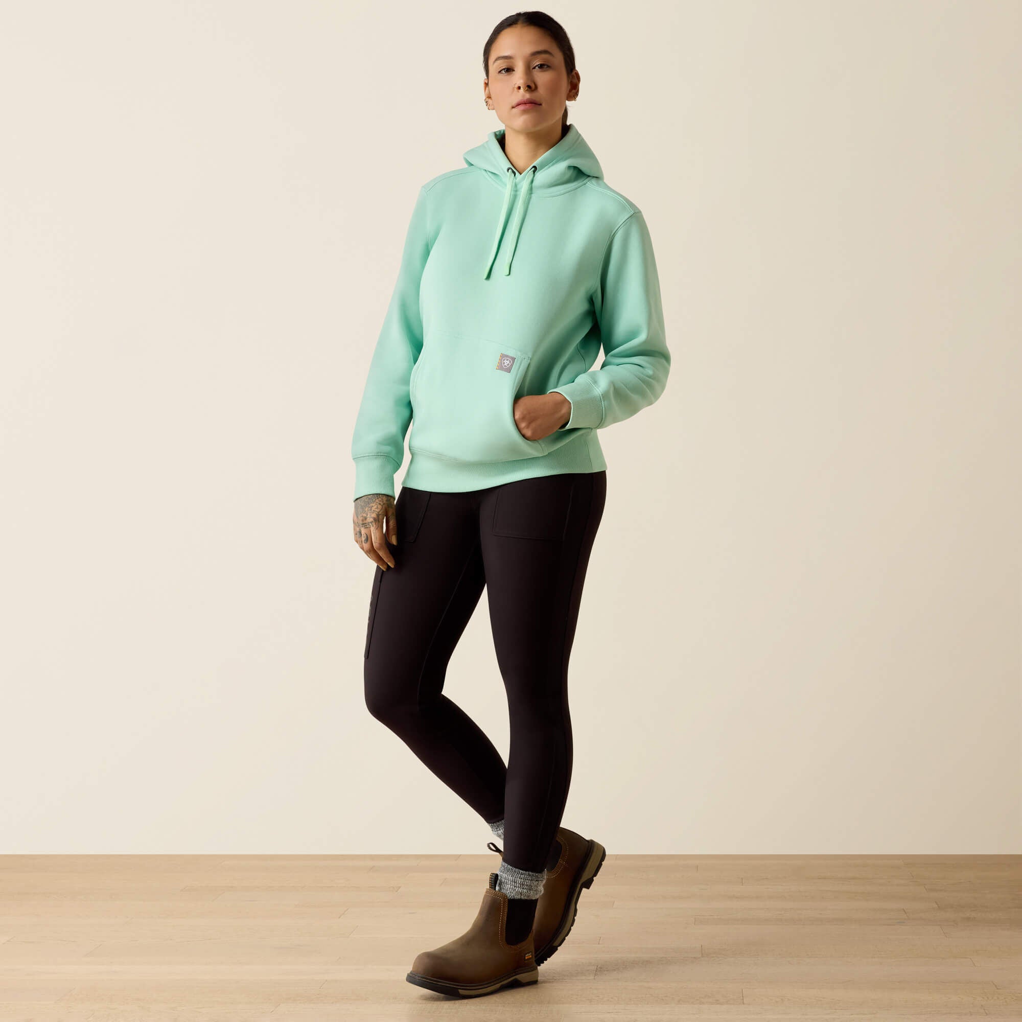 Rebar Lightweight Graphic Hoodie Women - LICHEN