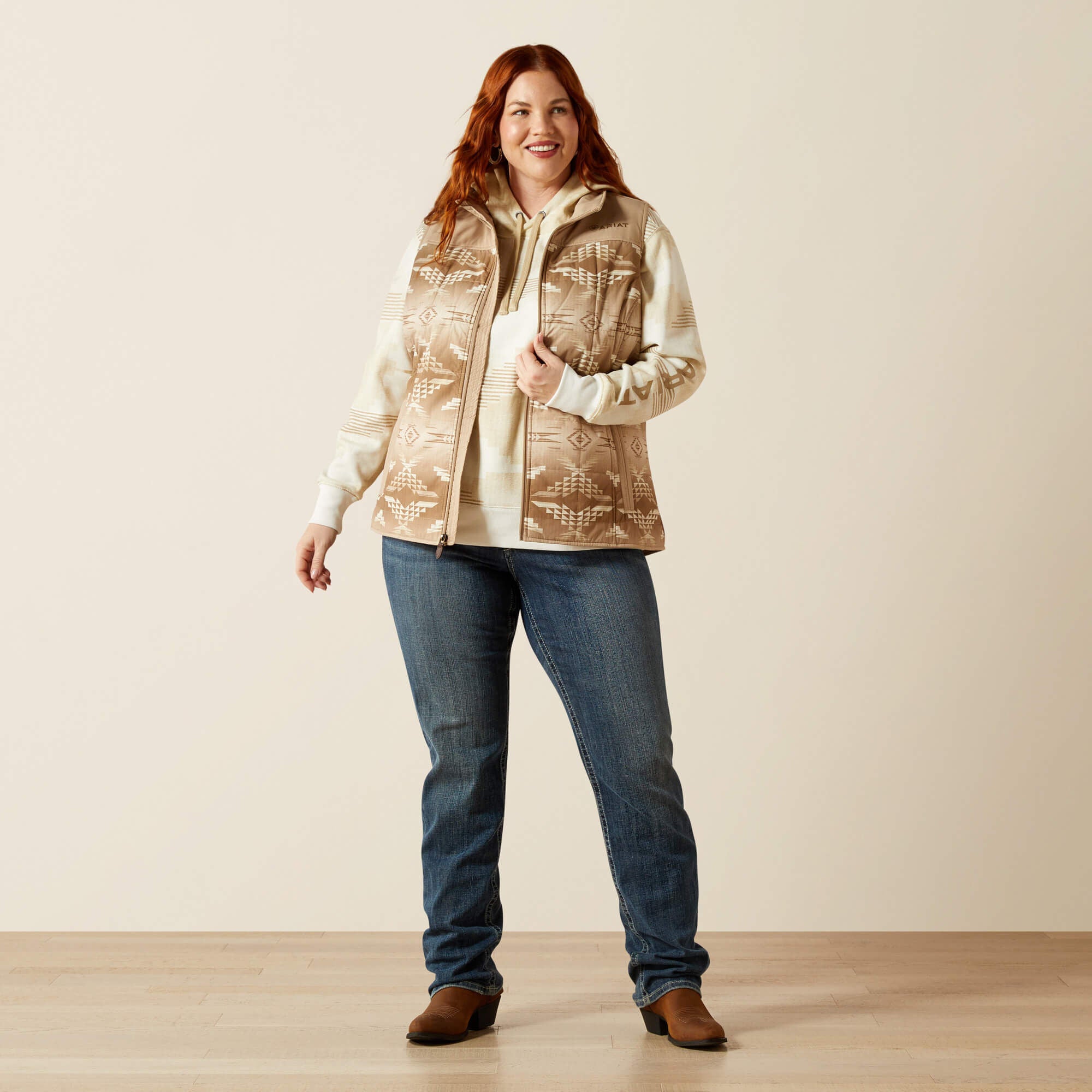 Crius Insulated Vest Women - SAVANNAH TAN/DUNE PRINT