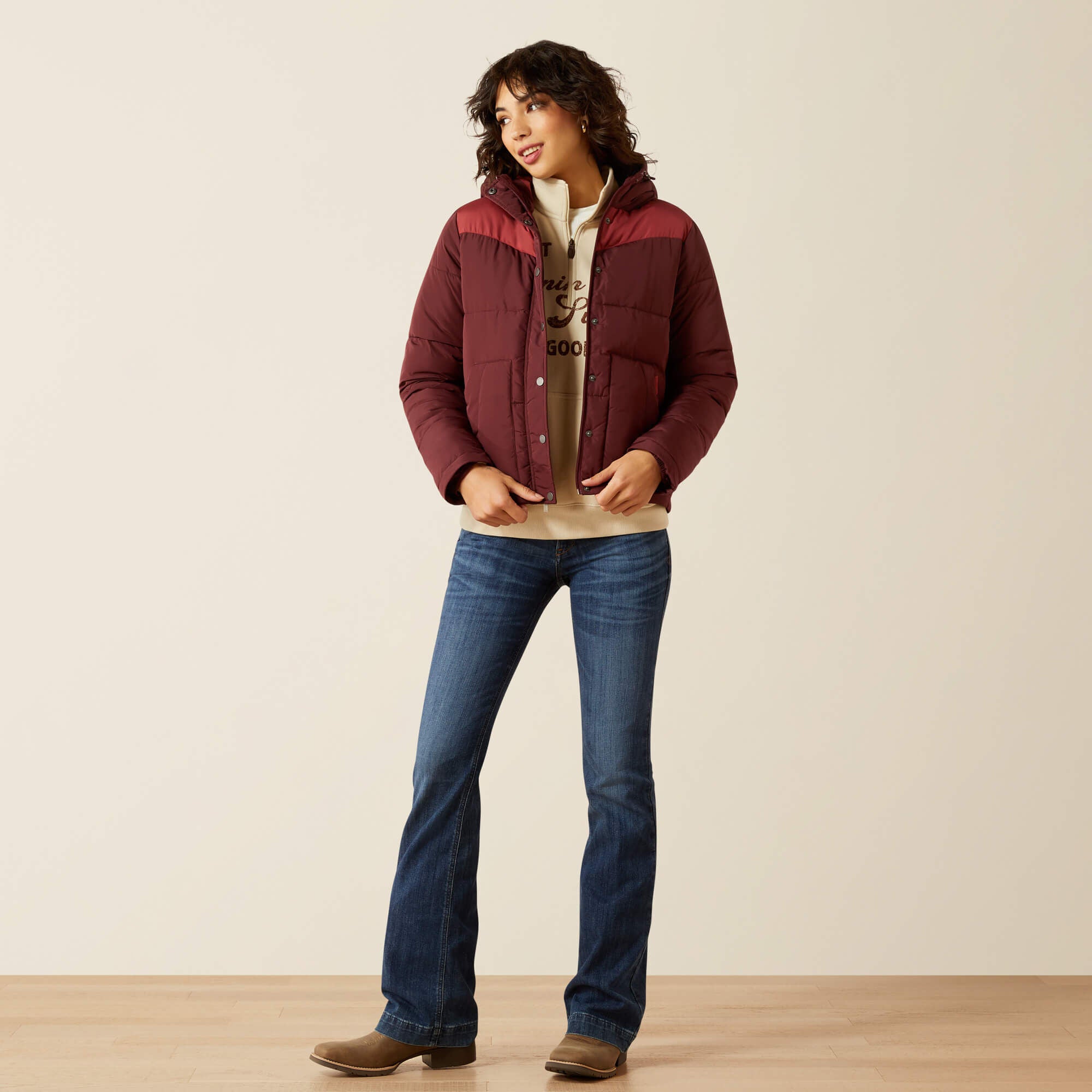 Frontier Puffer Jacket Women - WINDSOR WINE/BURNT RUSSET