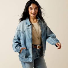 Cheyenne Denim Bomber Jacket Women - CANDY