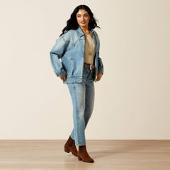 Cheyenne Denim Bomber Jacket Women - CANDY