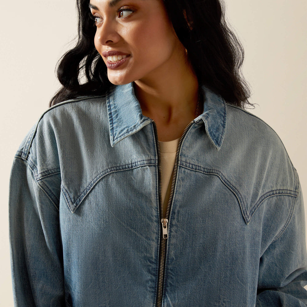 Cheyenne Denim Bomber Jacket Women - CANDY