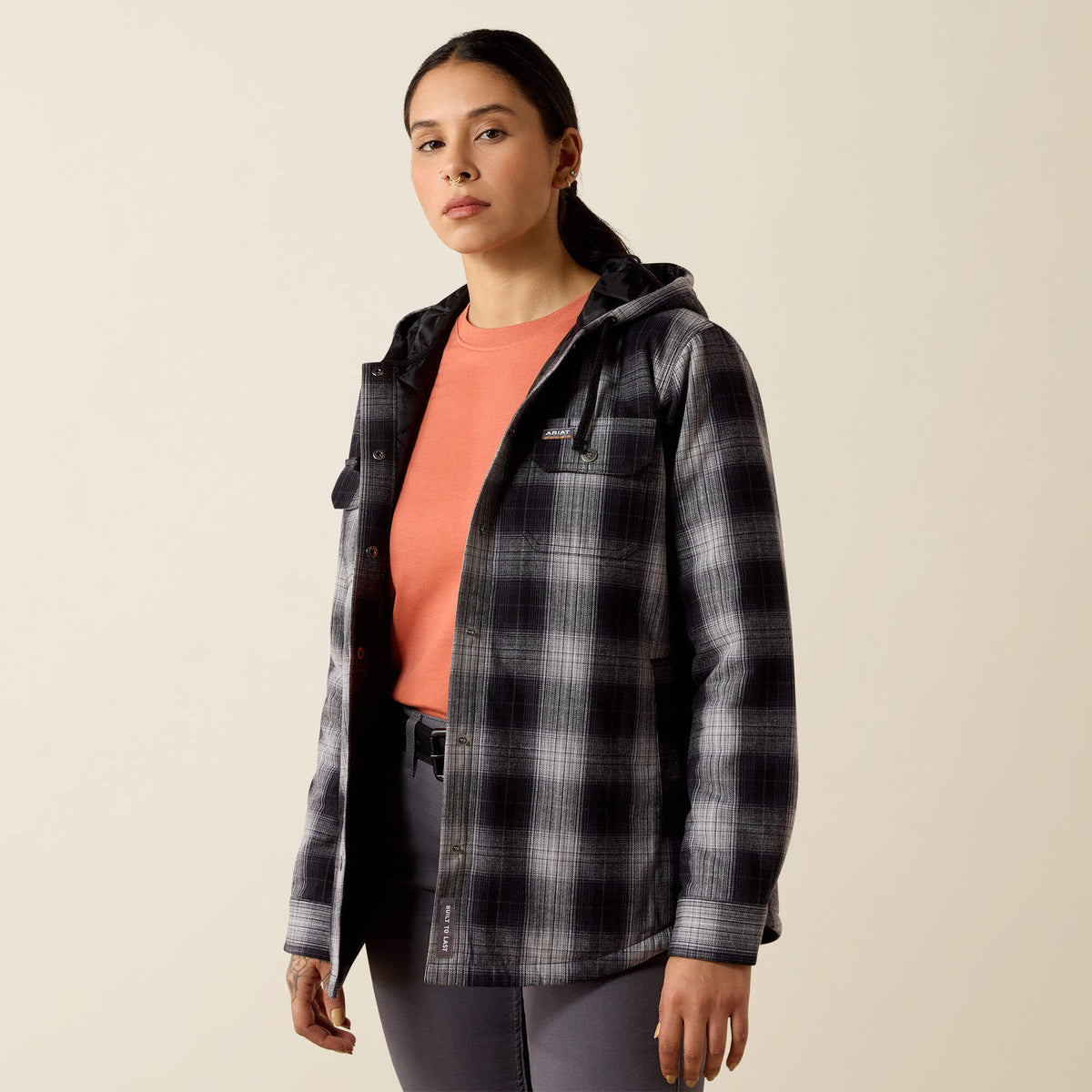 Rebar Flannel Insulated Shirt Jacket Women - BLACK