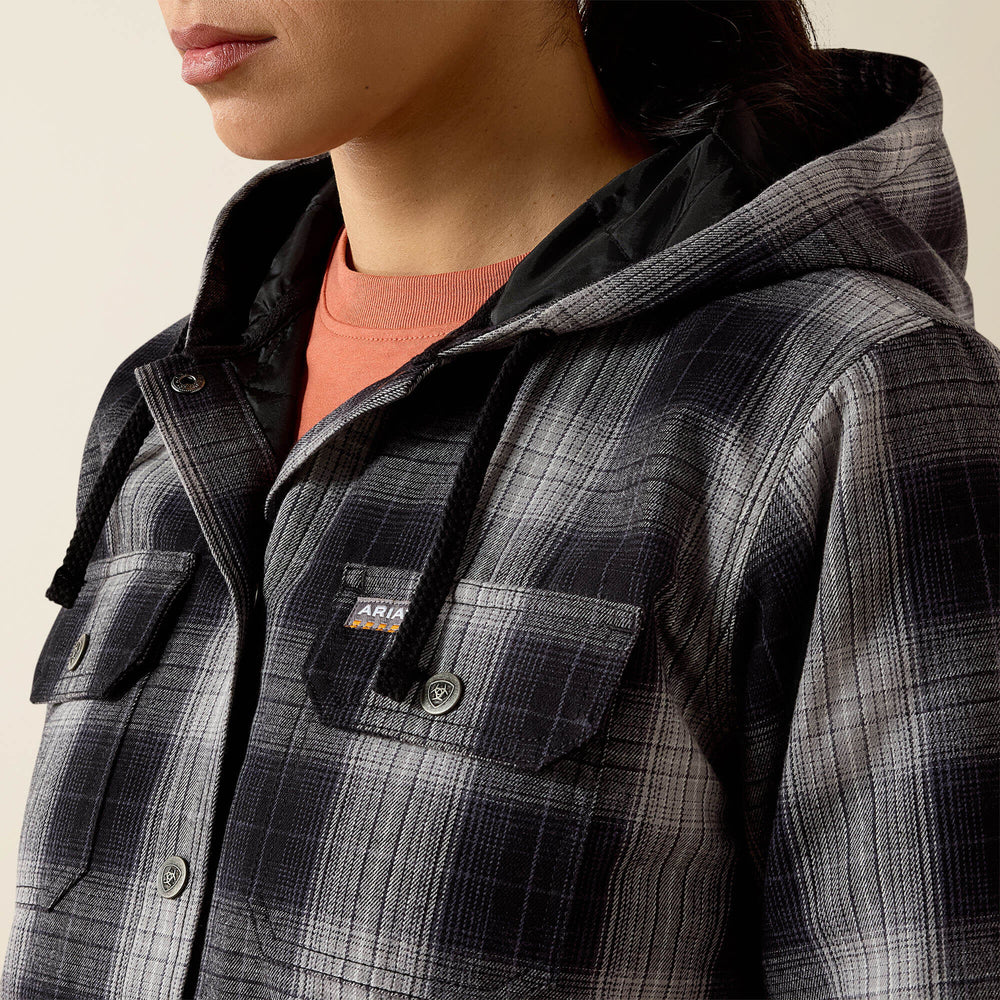 Rebar Flannel Insulated Shirt Jacket Women - BLACK