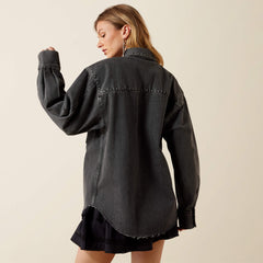 Lux Oversized Denim Jacket Women - MARBLE BLACK
