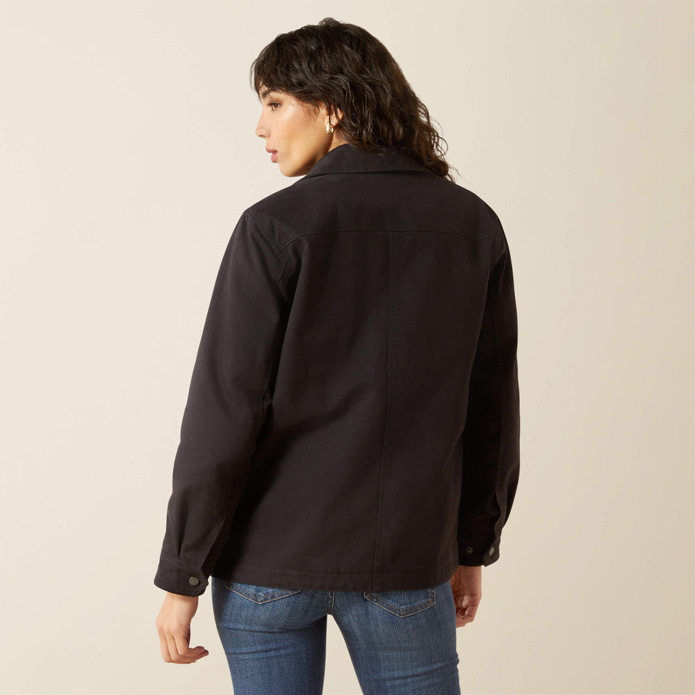 Western Canvas Chore Jacket Women - BLACK