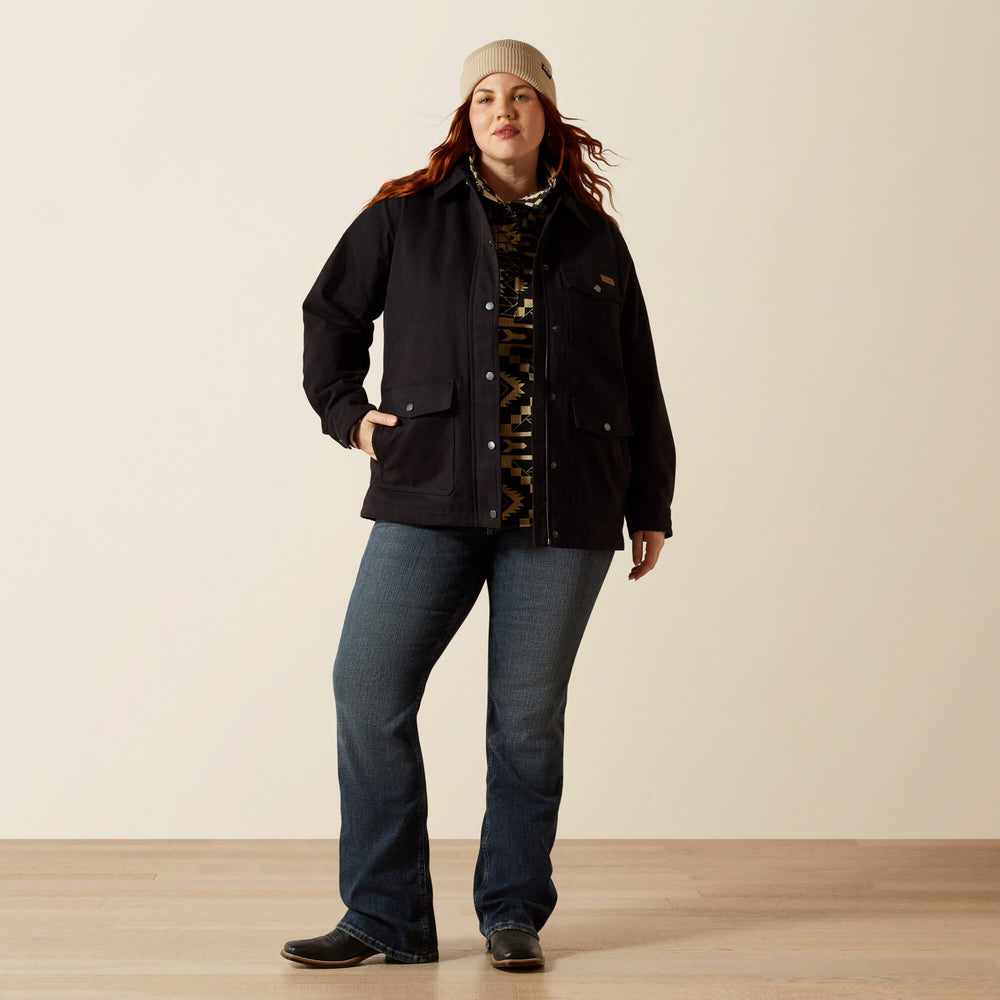Western Canvas Chore Jacket Women - BLACK