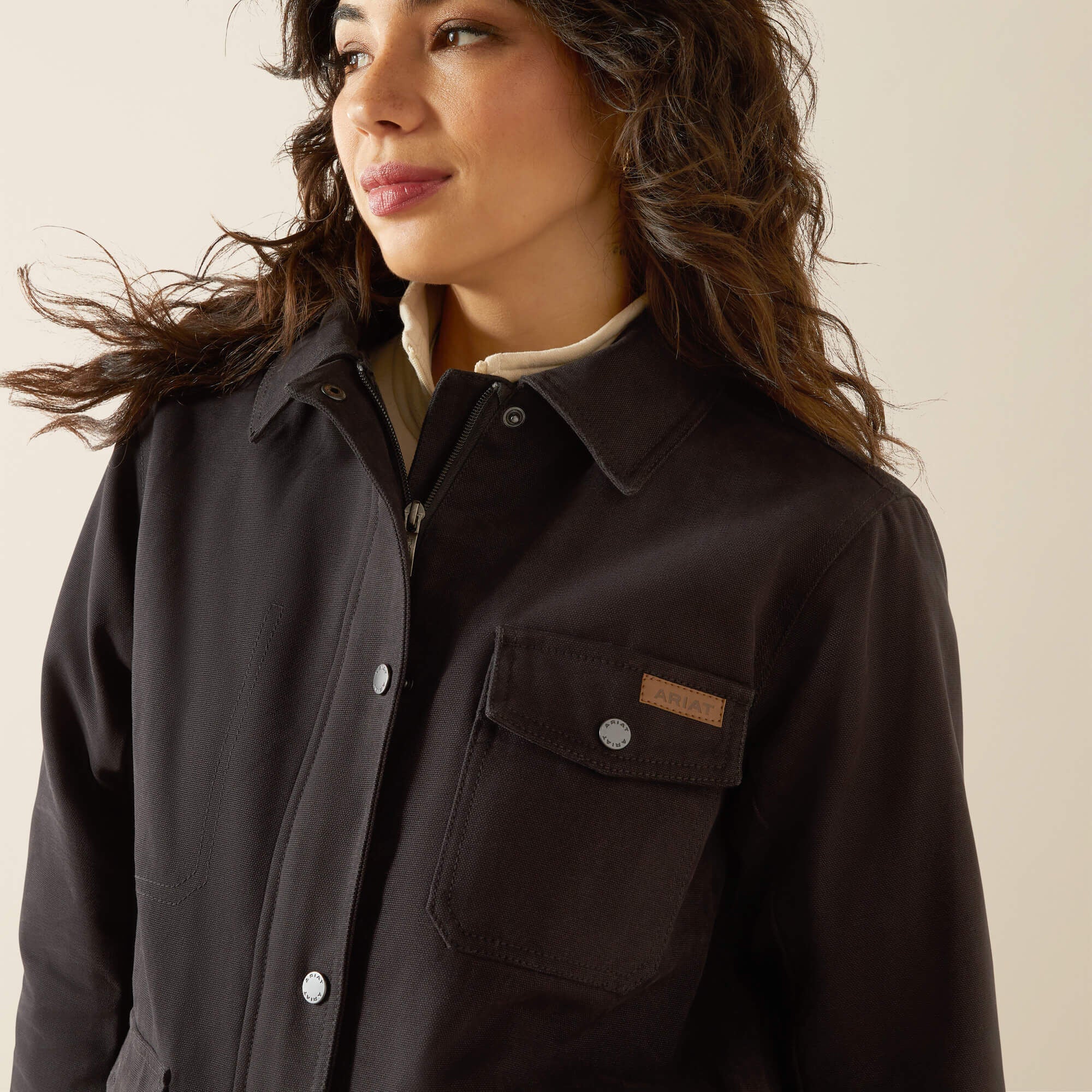 Western Canvas Chore Jacket Women - BLACK