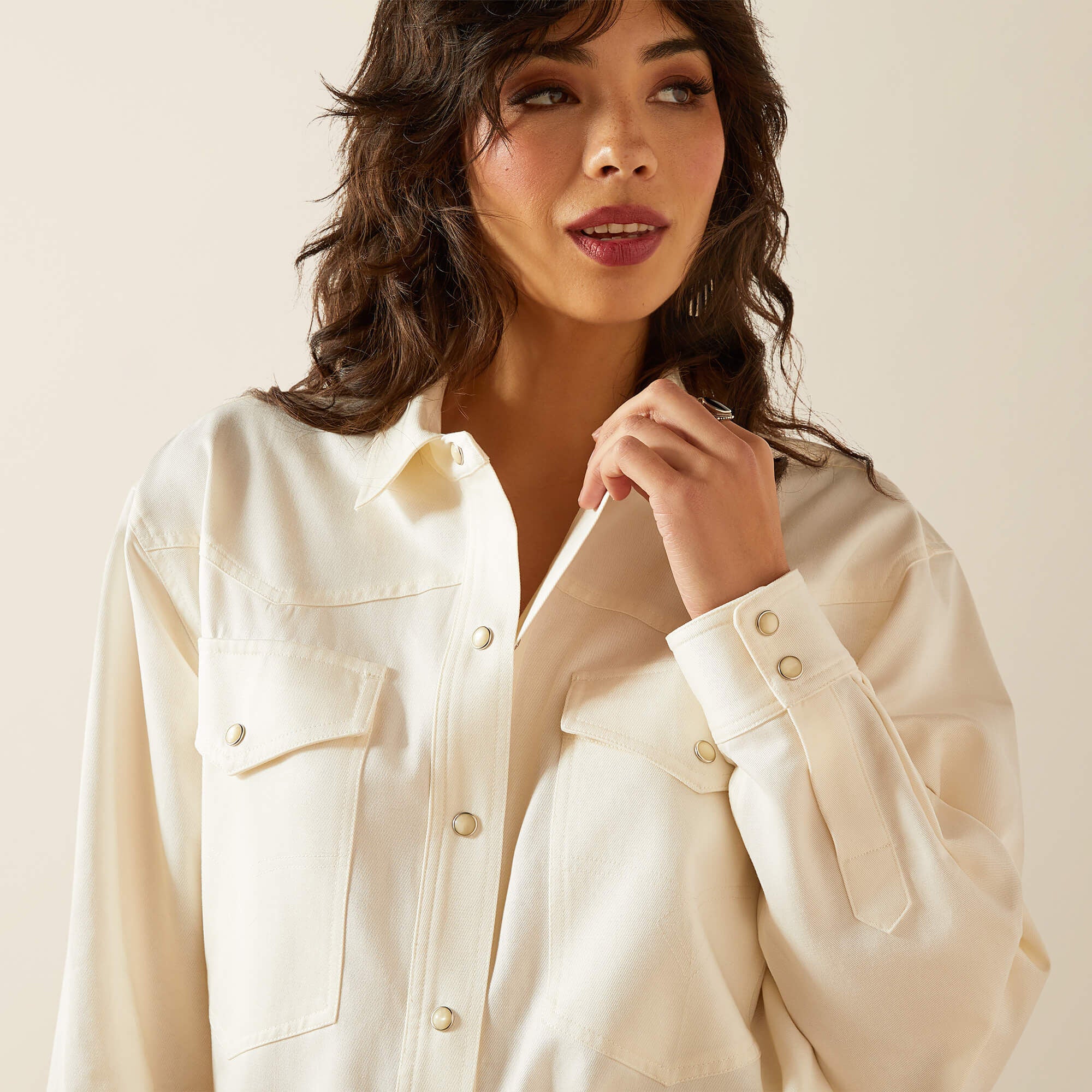 Mercantile Shirt Jacket Women - GARDENIA
